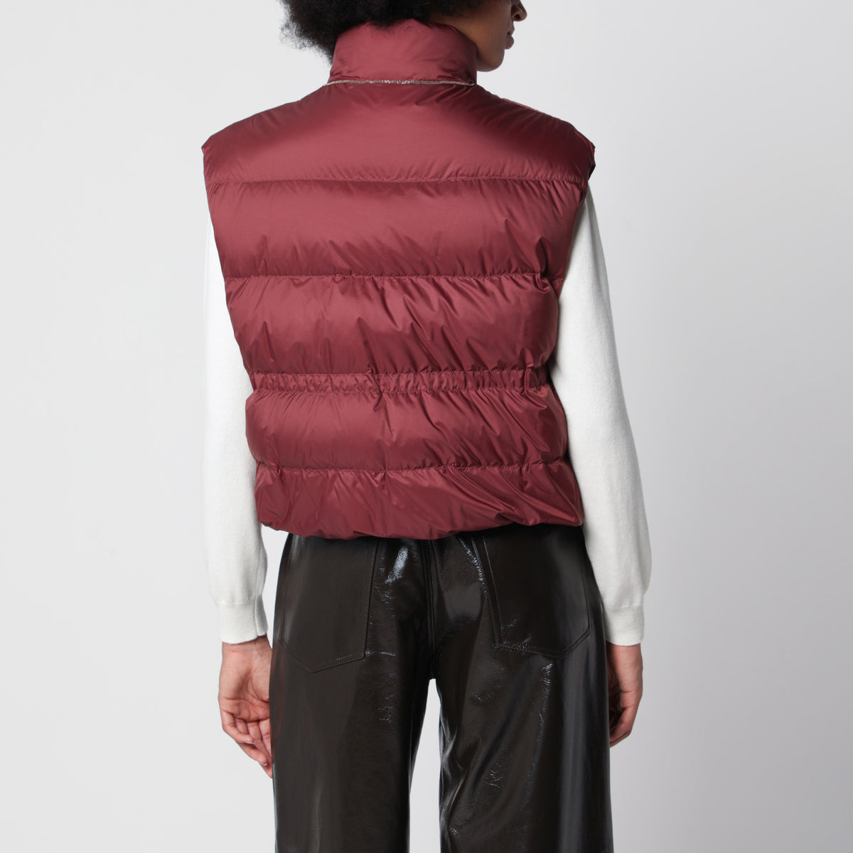 Piumino senza maniche rosso mattone in nylon