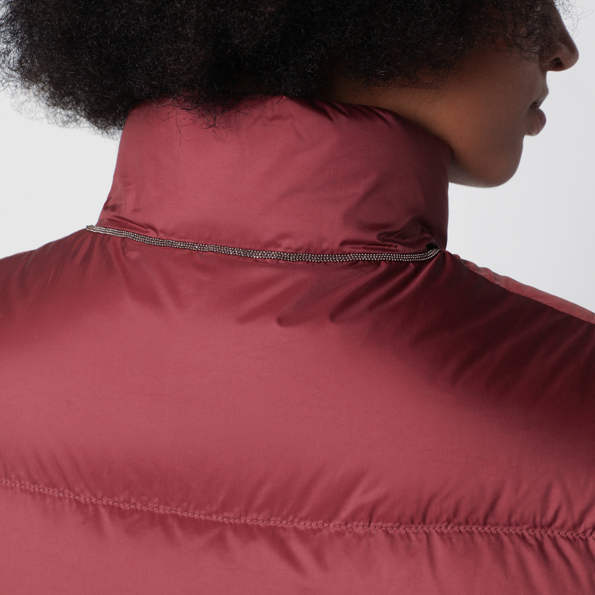 Piumino senza maniche rosso mattone in nylon
