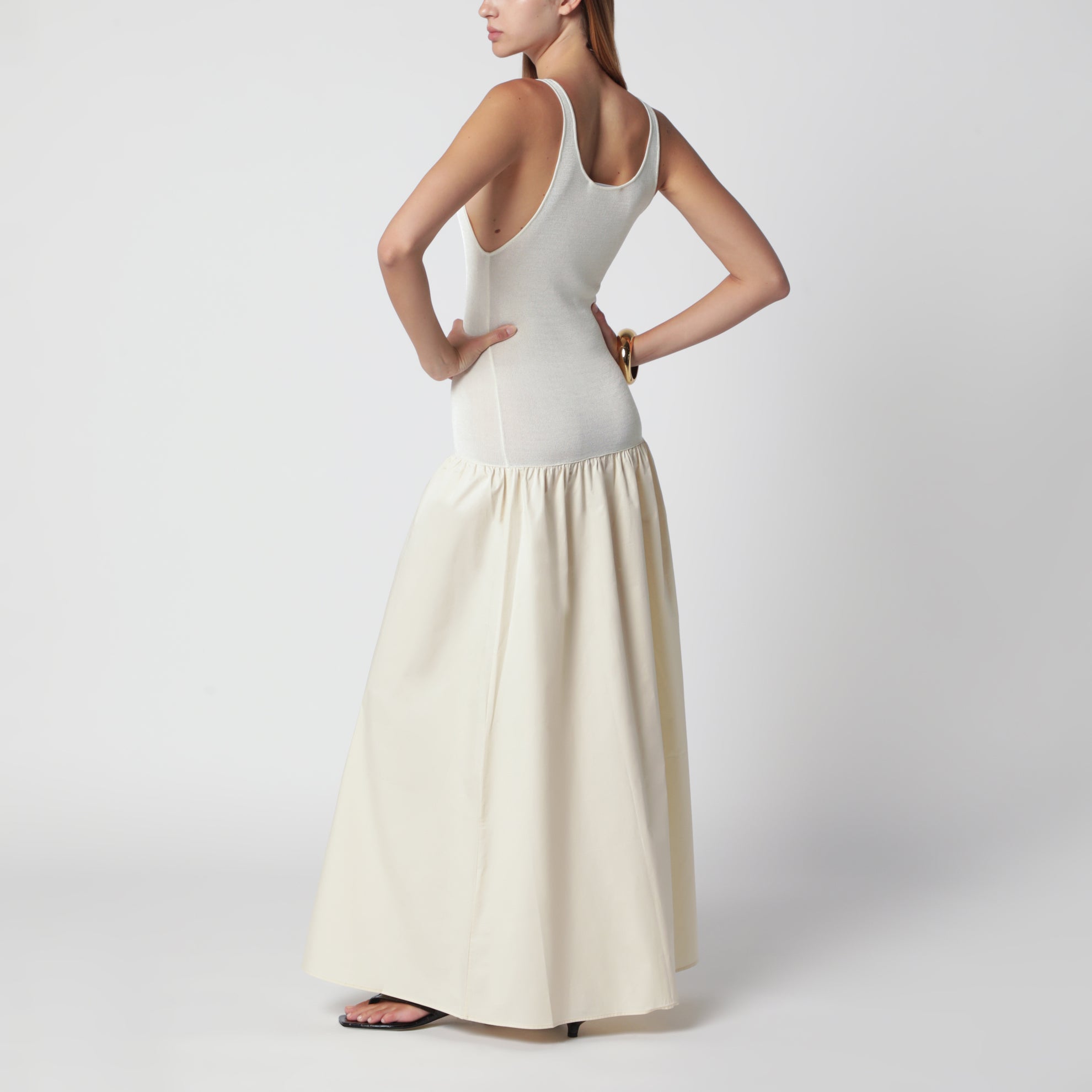 Robe longue Iliya en viscose et coton couleur crème