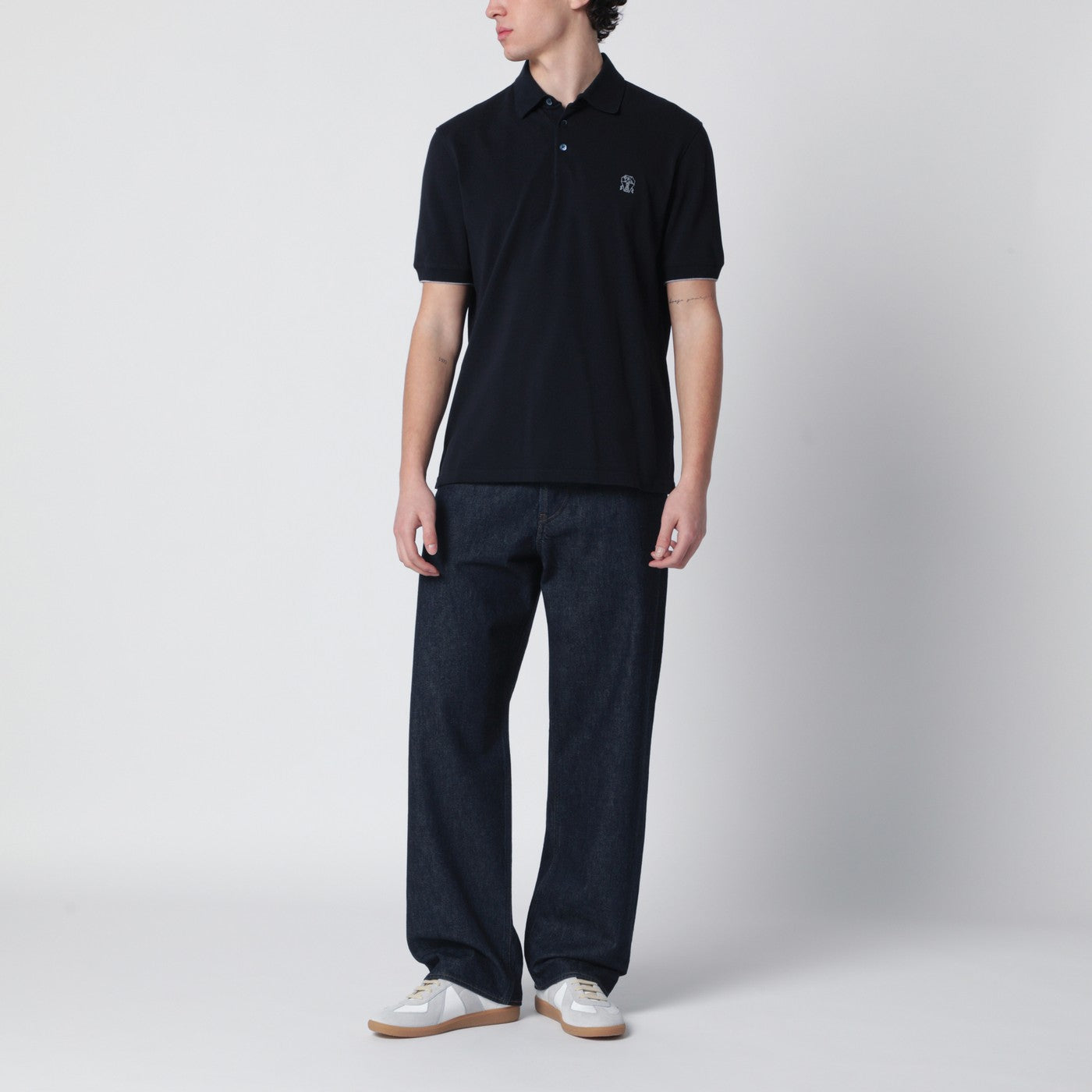 Navyblaues Baumwoll-Poloshirt