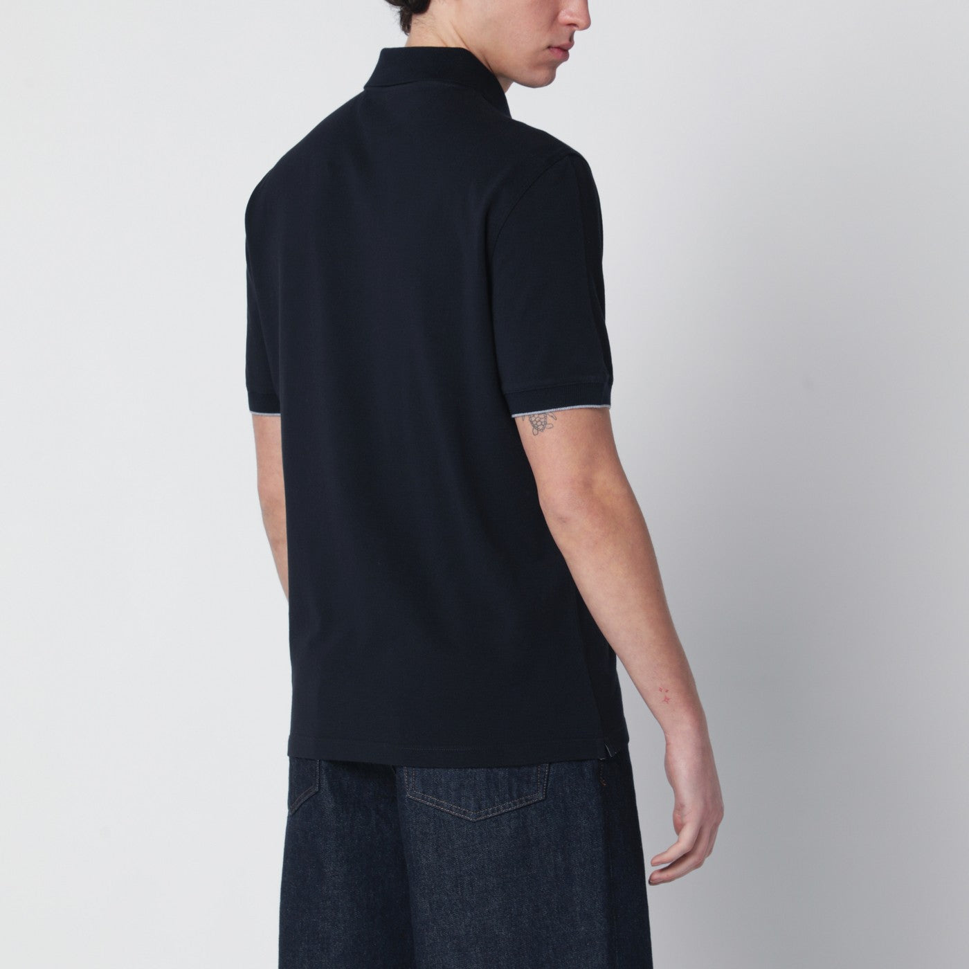 Navyblaues Baumwoll-Poloshirt