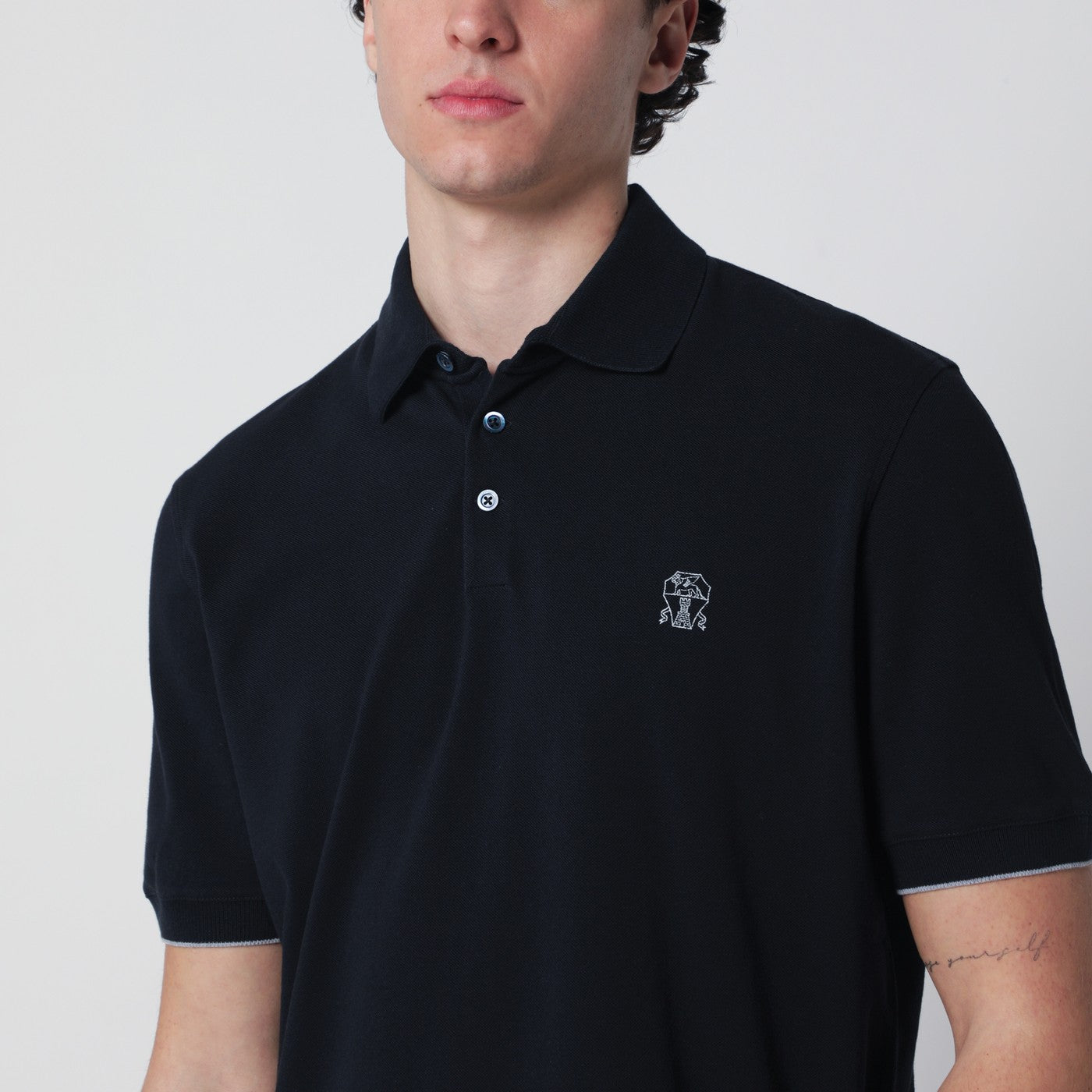 Navyblaues Baumwoll-Poloshirt
