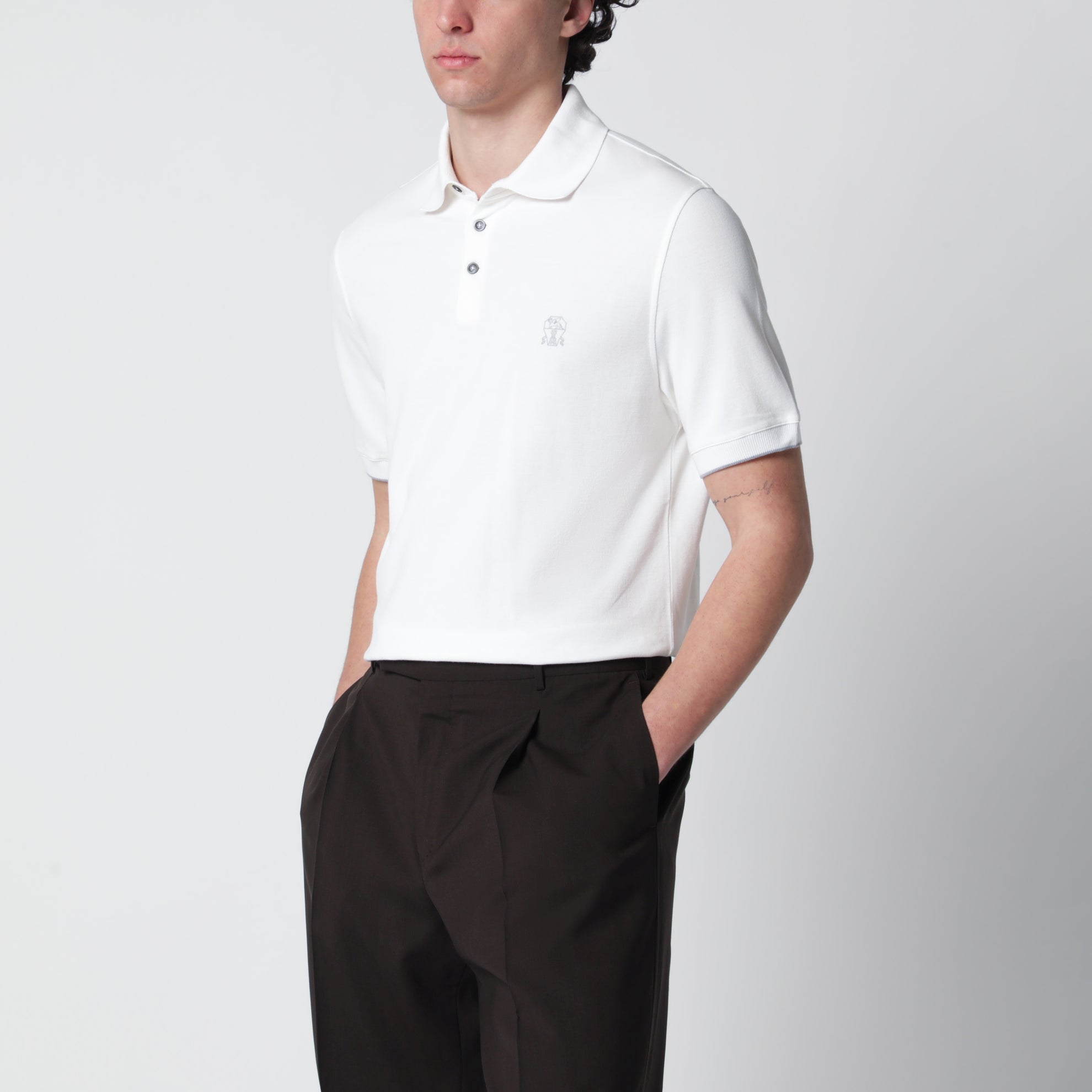 White cotton polo shirt