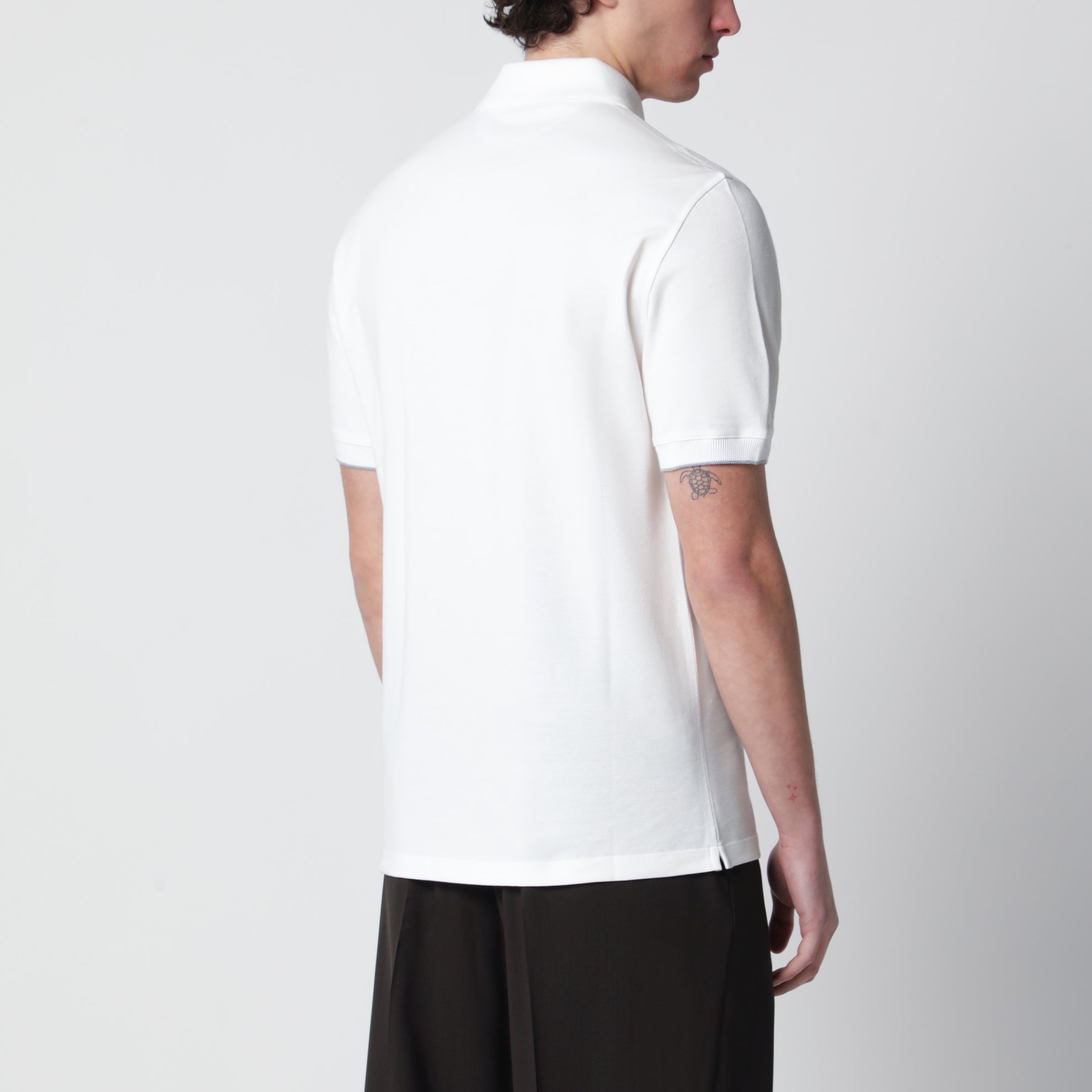 White cotton polo shirt