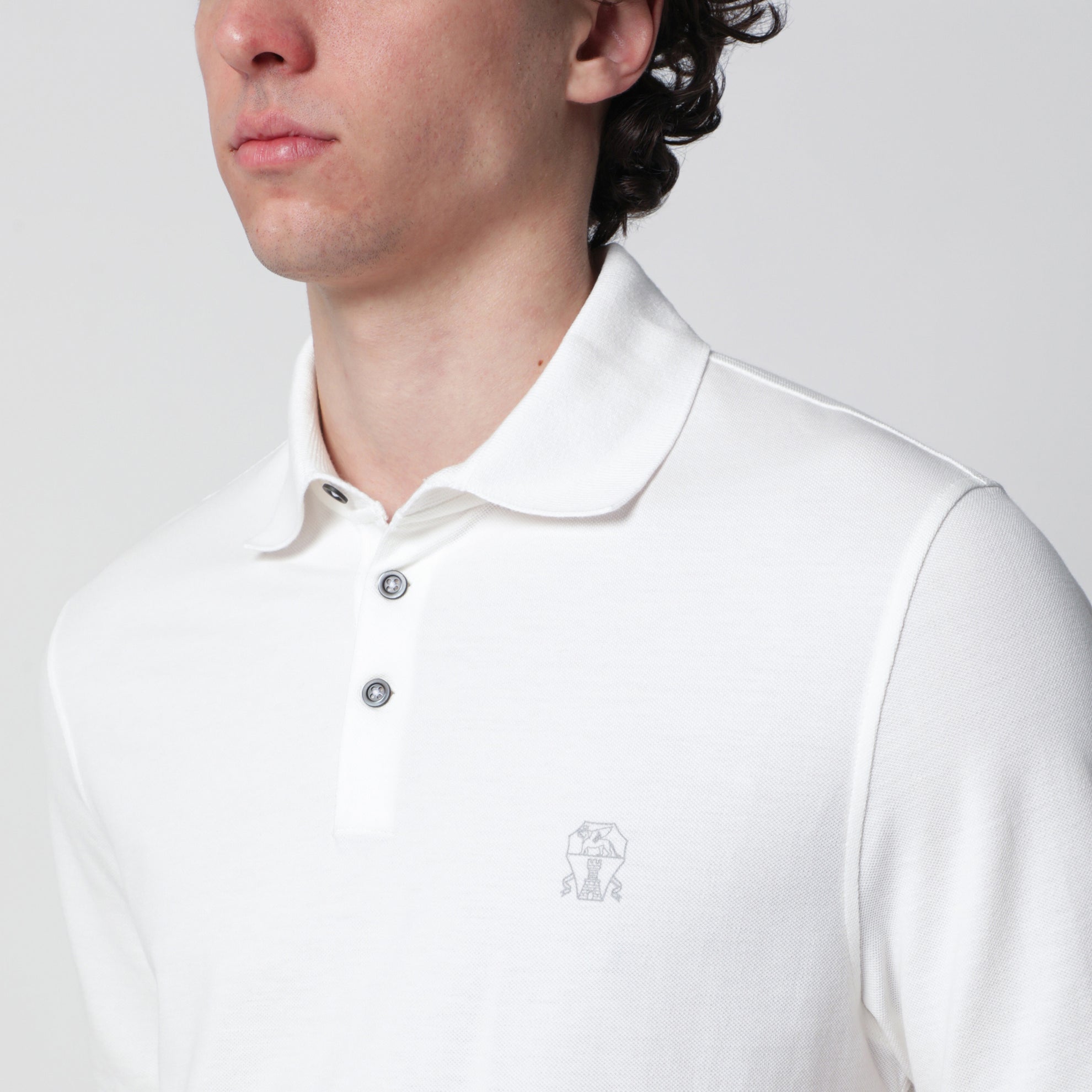 White cotton polo shirt