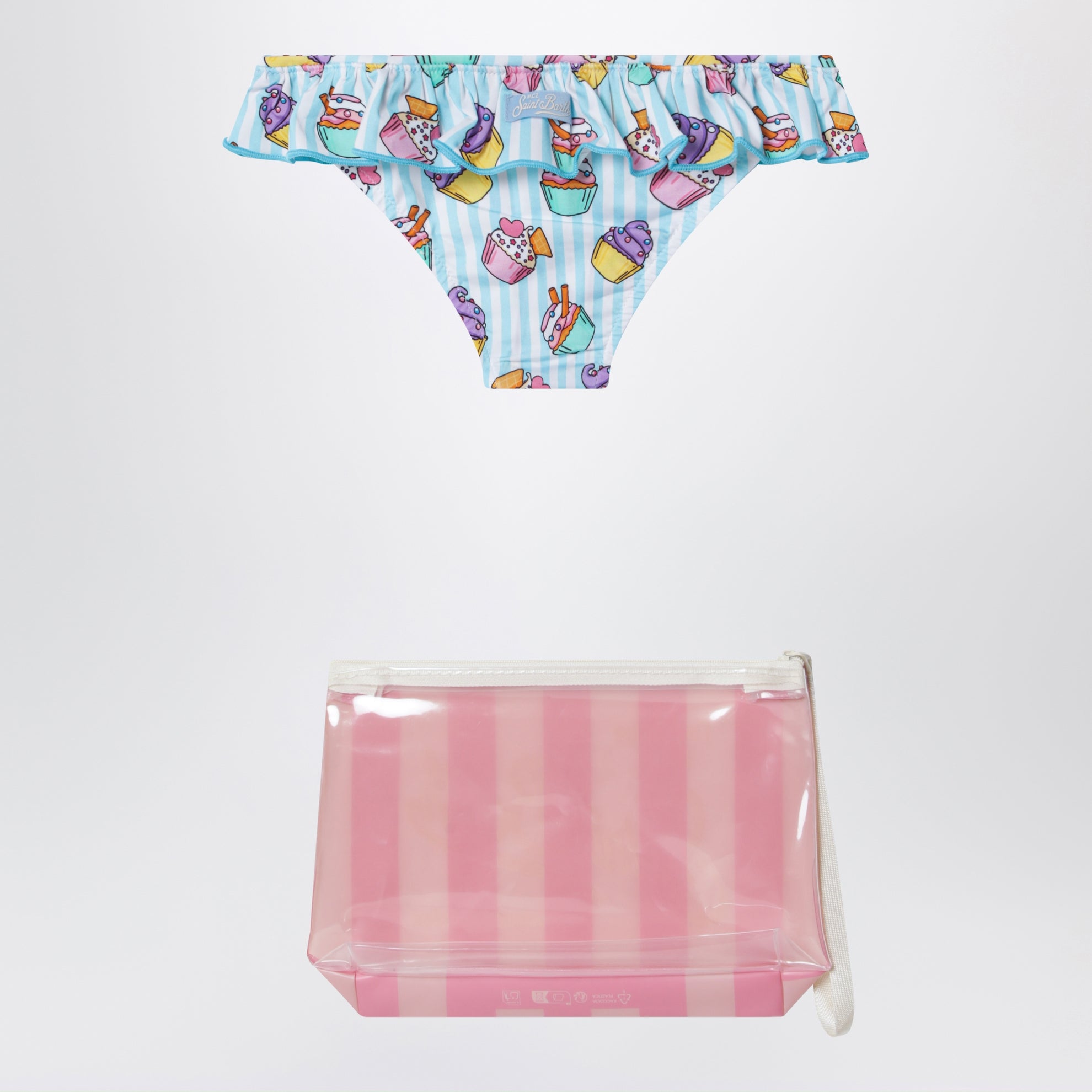 Light blue striped swim briefs with pouch