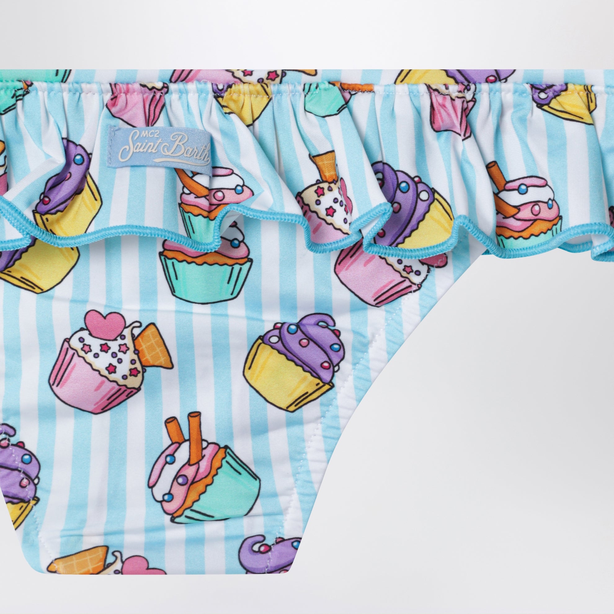 Light blue striped swim briefs with pouch