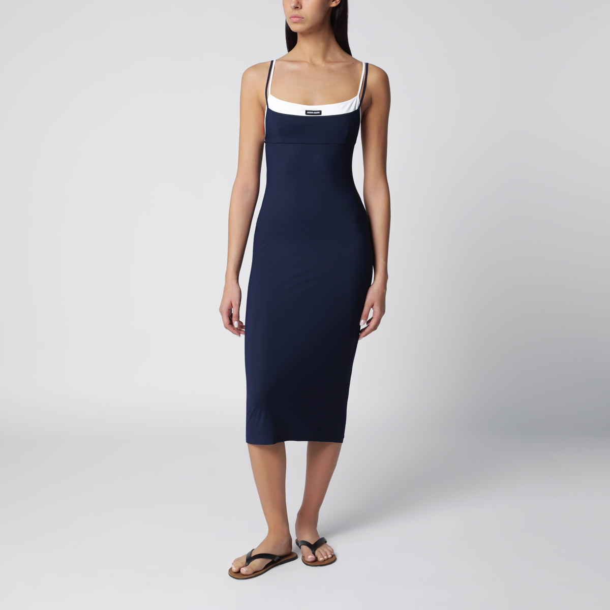 miu miu dress Cotton Knit Mini Dress, Woman, Navy, Size 44 Miu Miu Logo jersey midi dress black female UK 8 women Miu Miu logo-print short-sleeve minidress