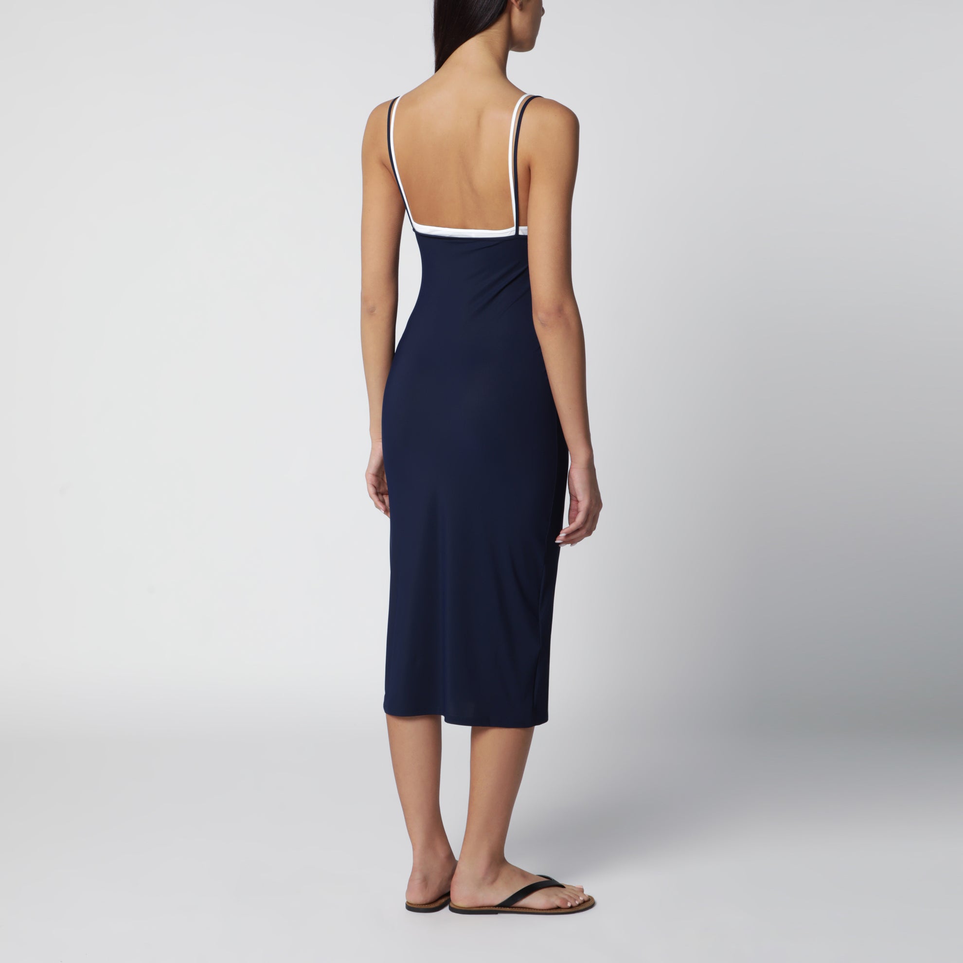Abito midi aderente in jersey stretch blu