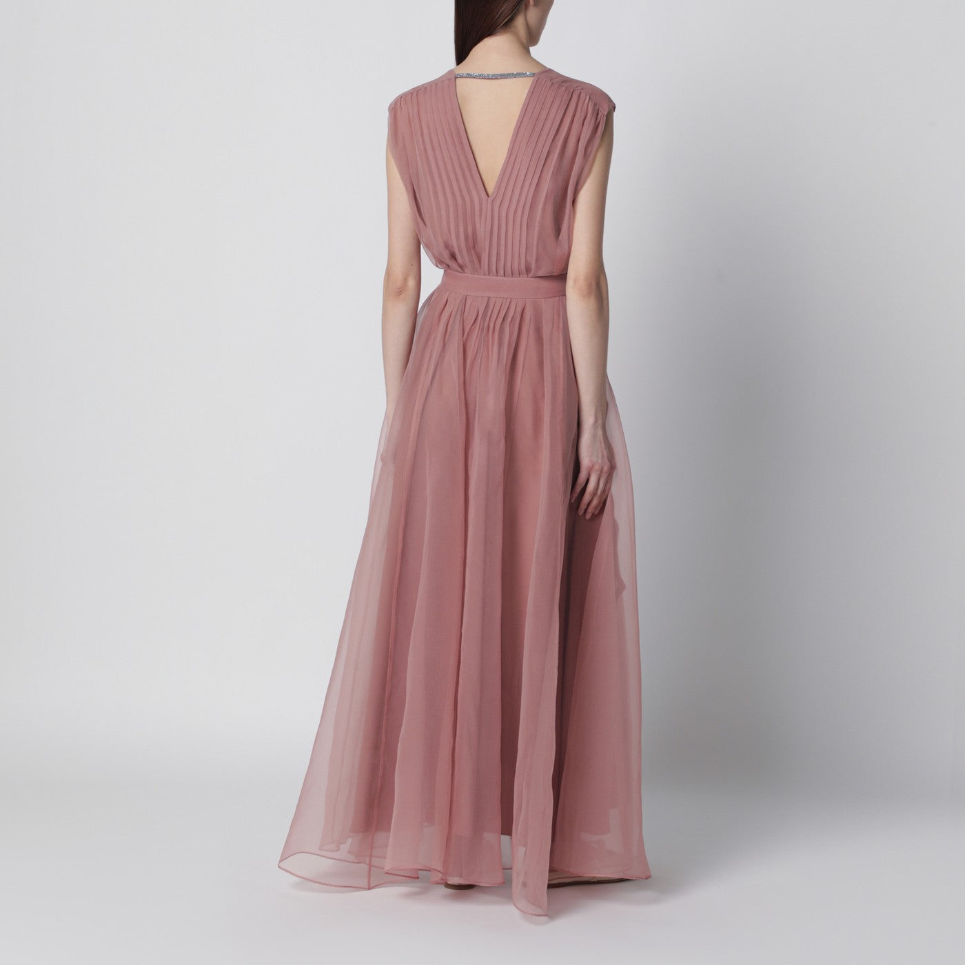 Robe en soie Crispy rose avec ceinture