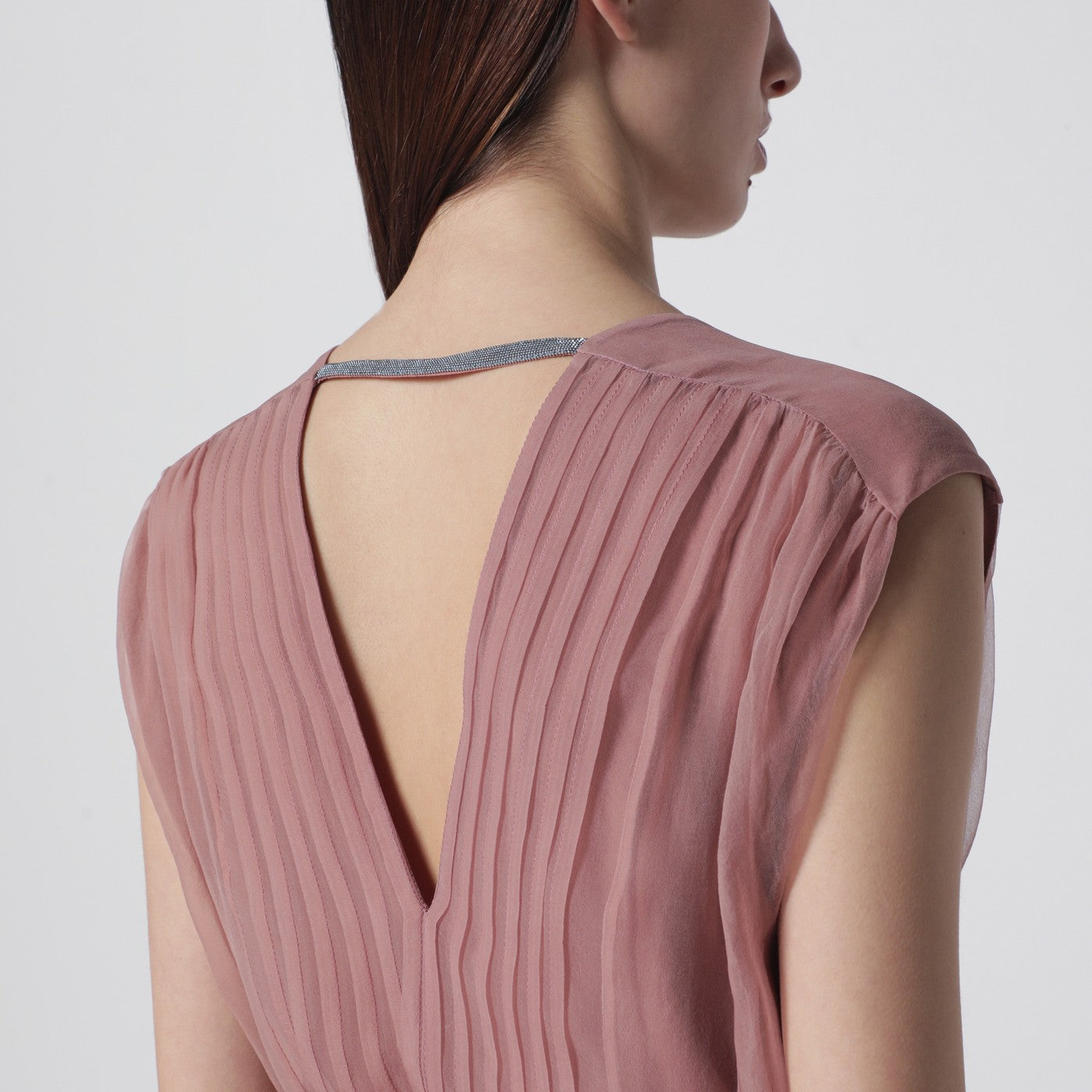 Robe en soie Crispy rose avec ceinture