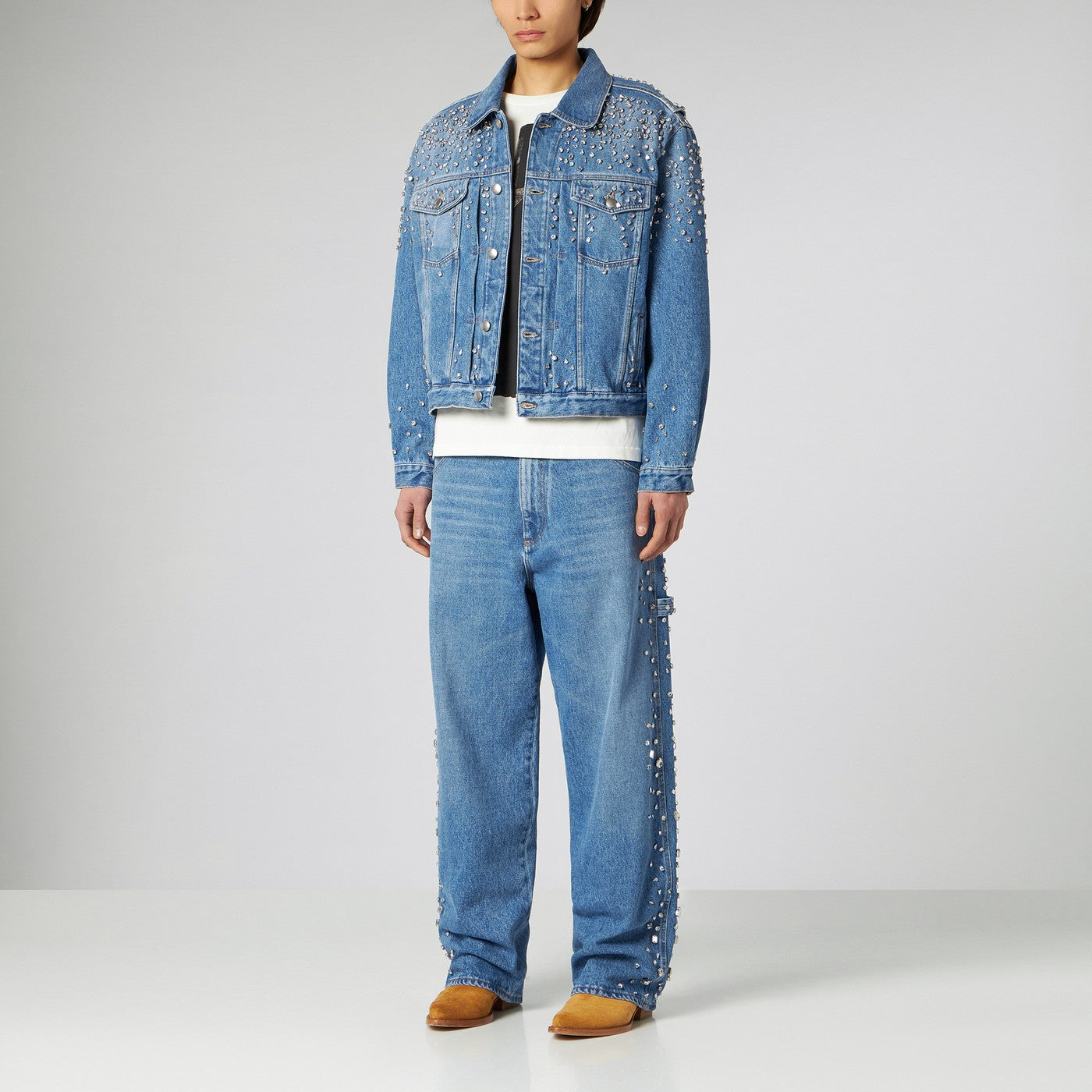 Denim Trucker Jacket Crystals blue