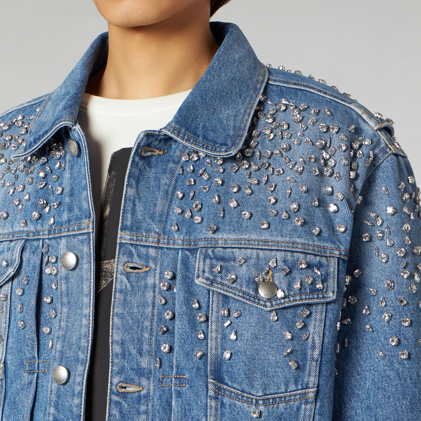 Denim Trucker Jacket Crystals blue