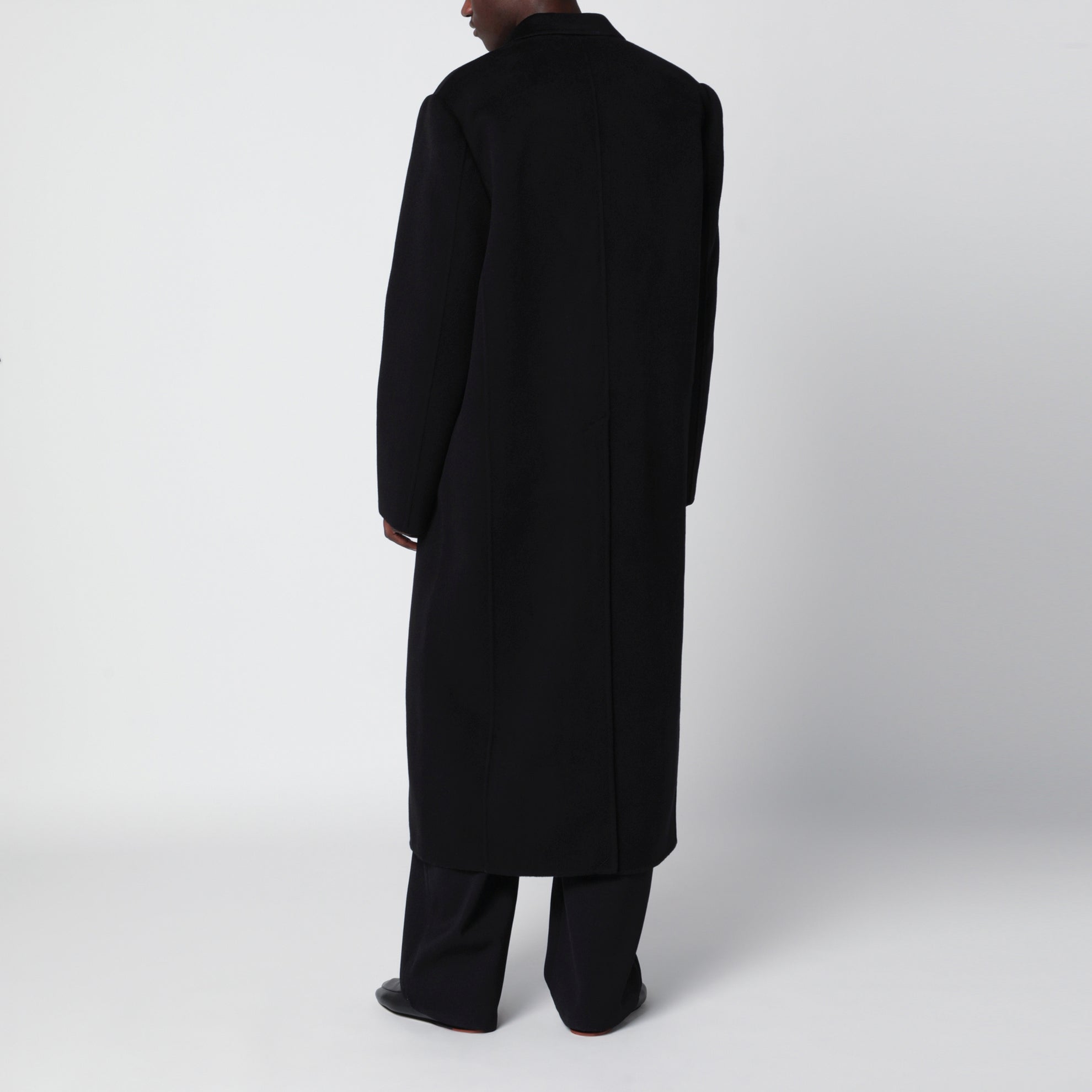 Cappotto lungo nero in lana e cashmere