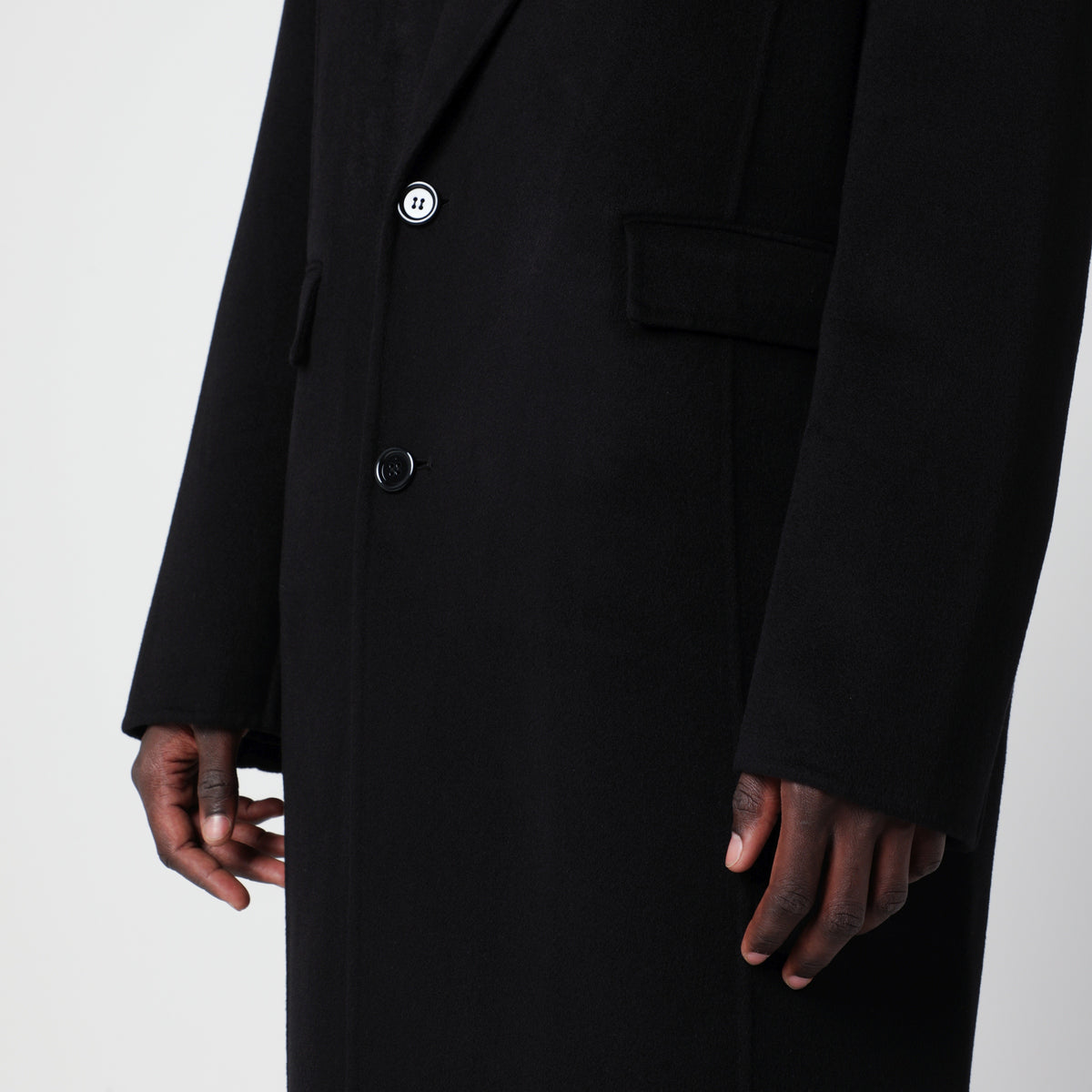 Cappotto lungo nero in lana e cashmere