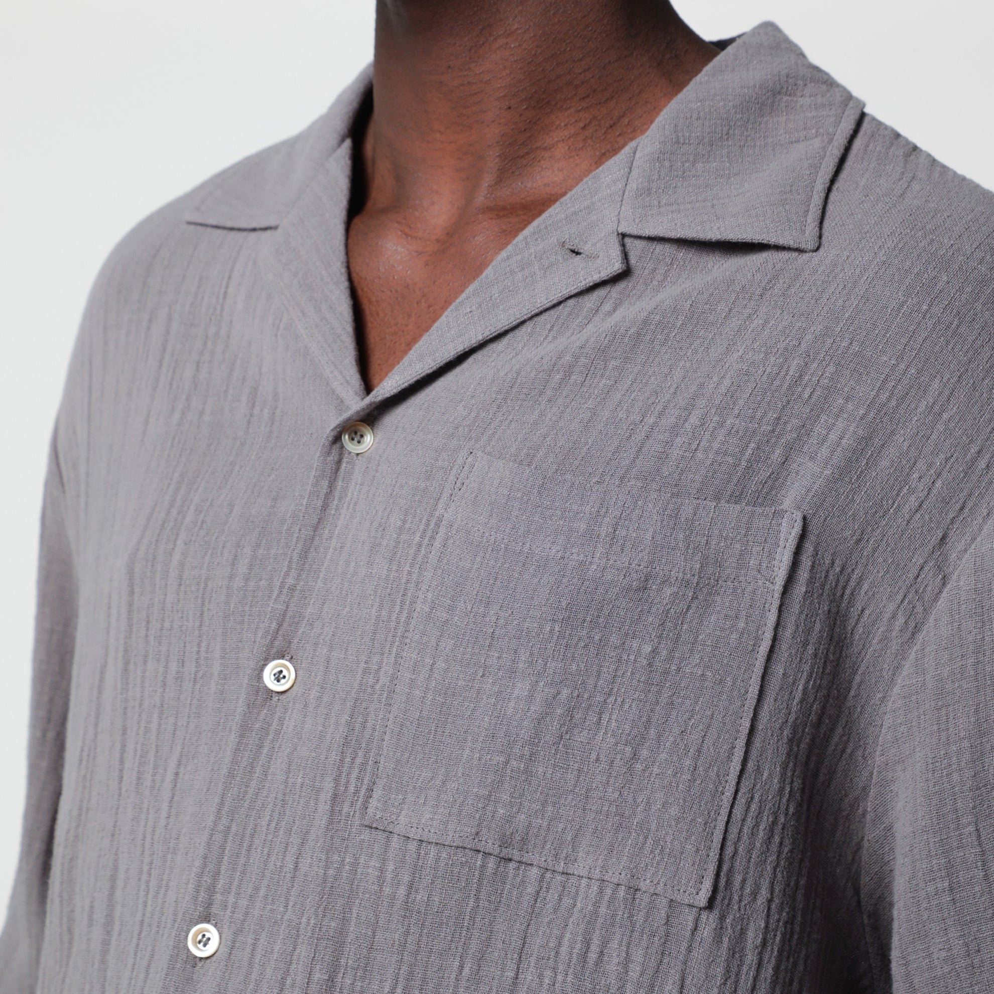 Grey crinkled-effect cotton shirt