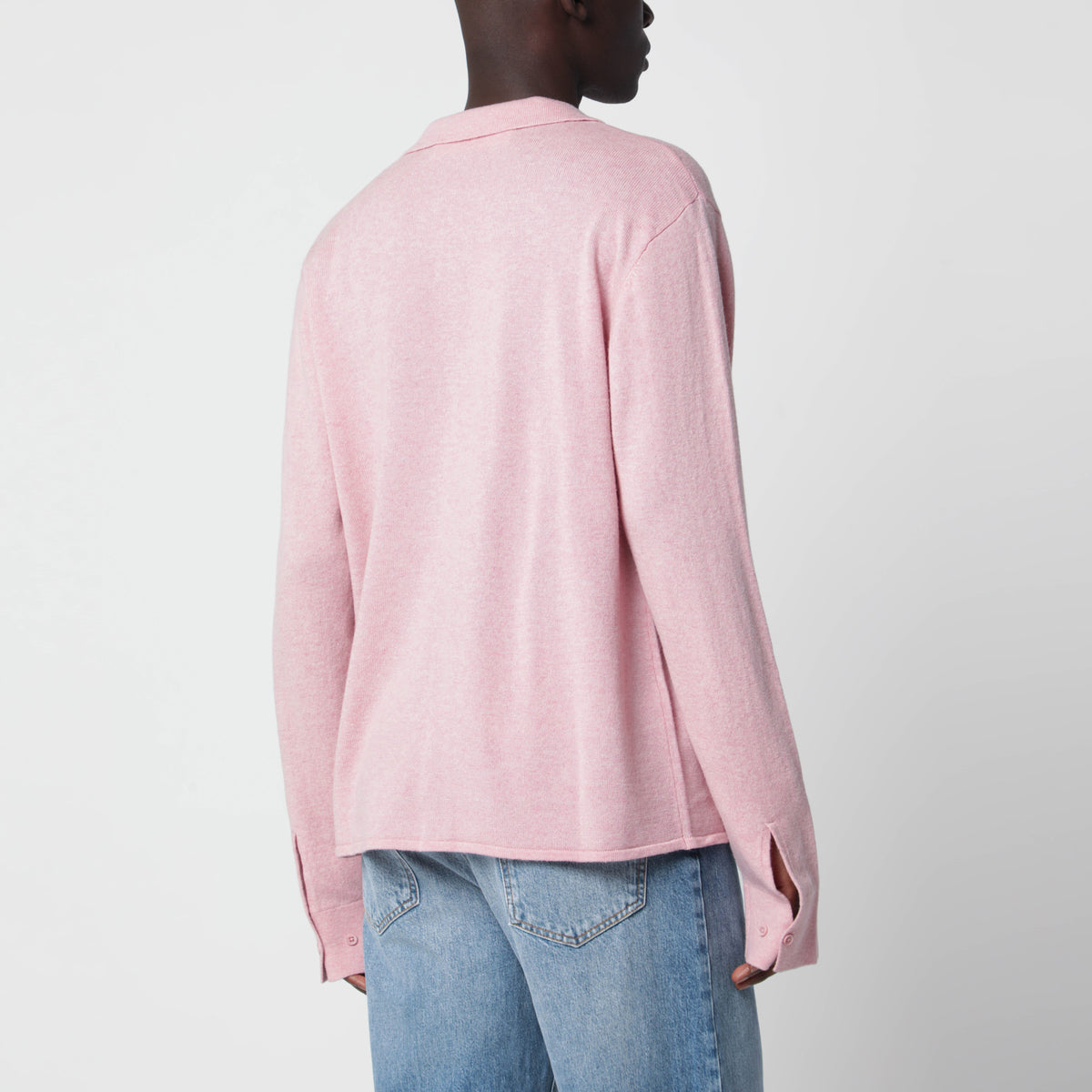 Cardigan camicia rosa in misto lana