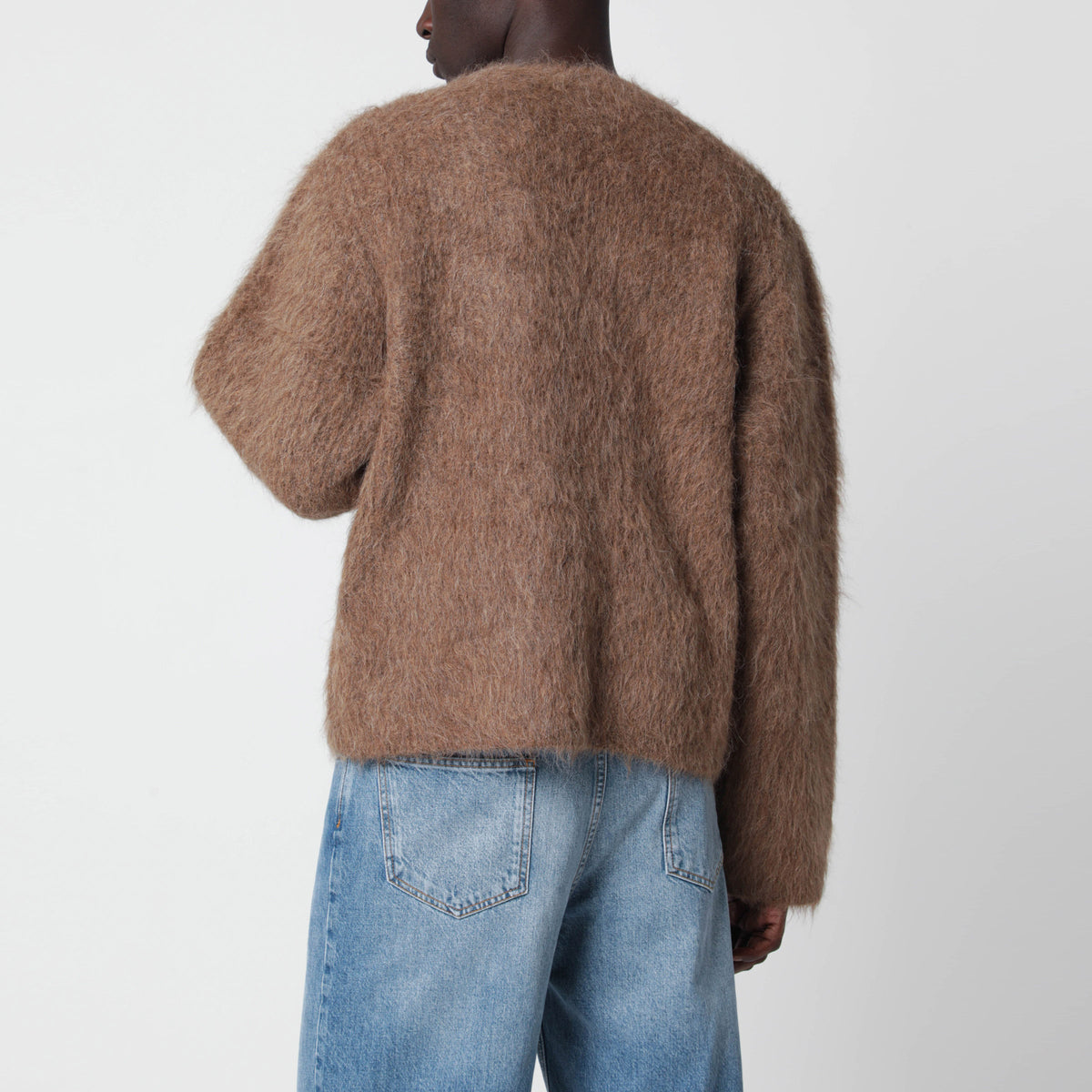 Taupe cardigan in alpaca blend
