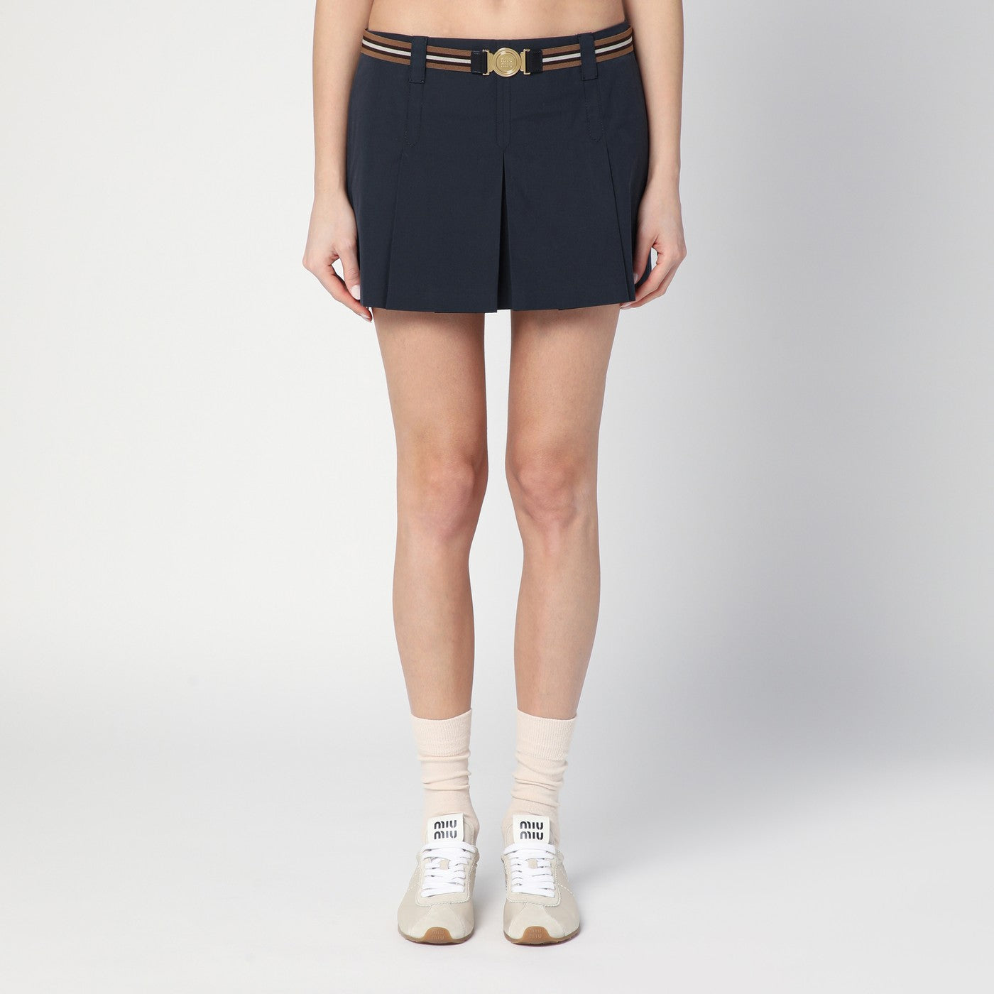 Pleated blue miniskirt