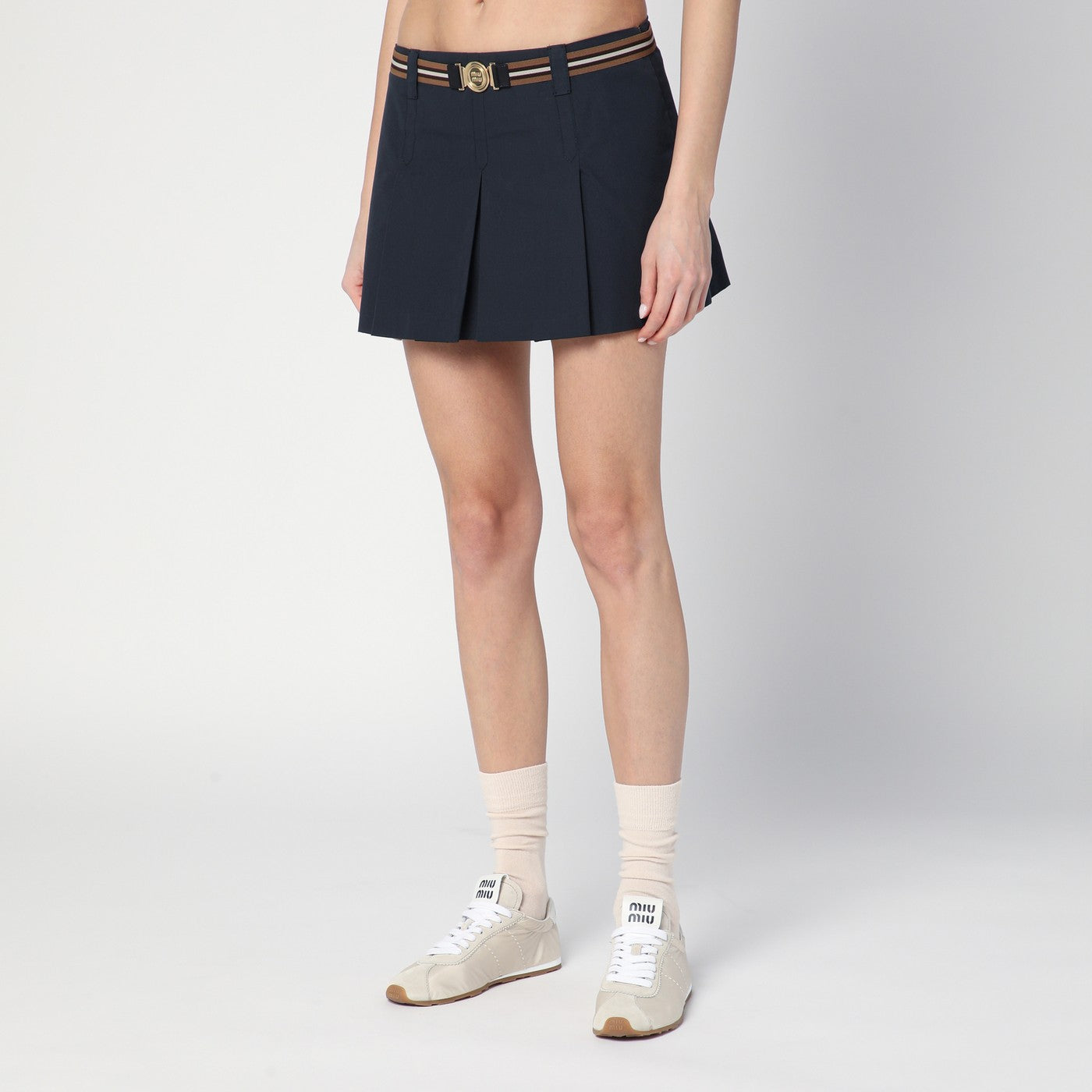 Pleated blue miniskirt