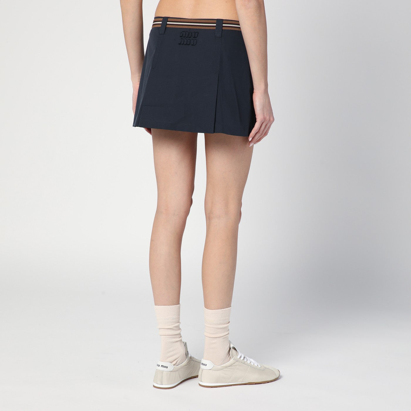 Pleated blue miniskirt
