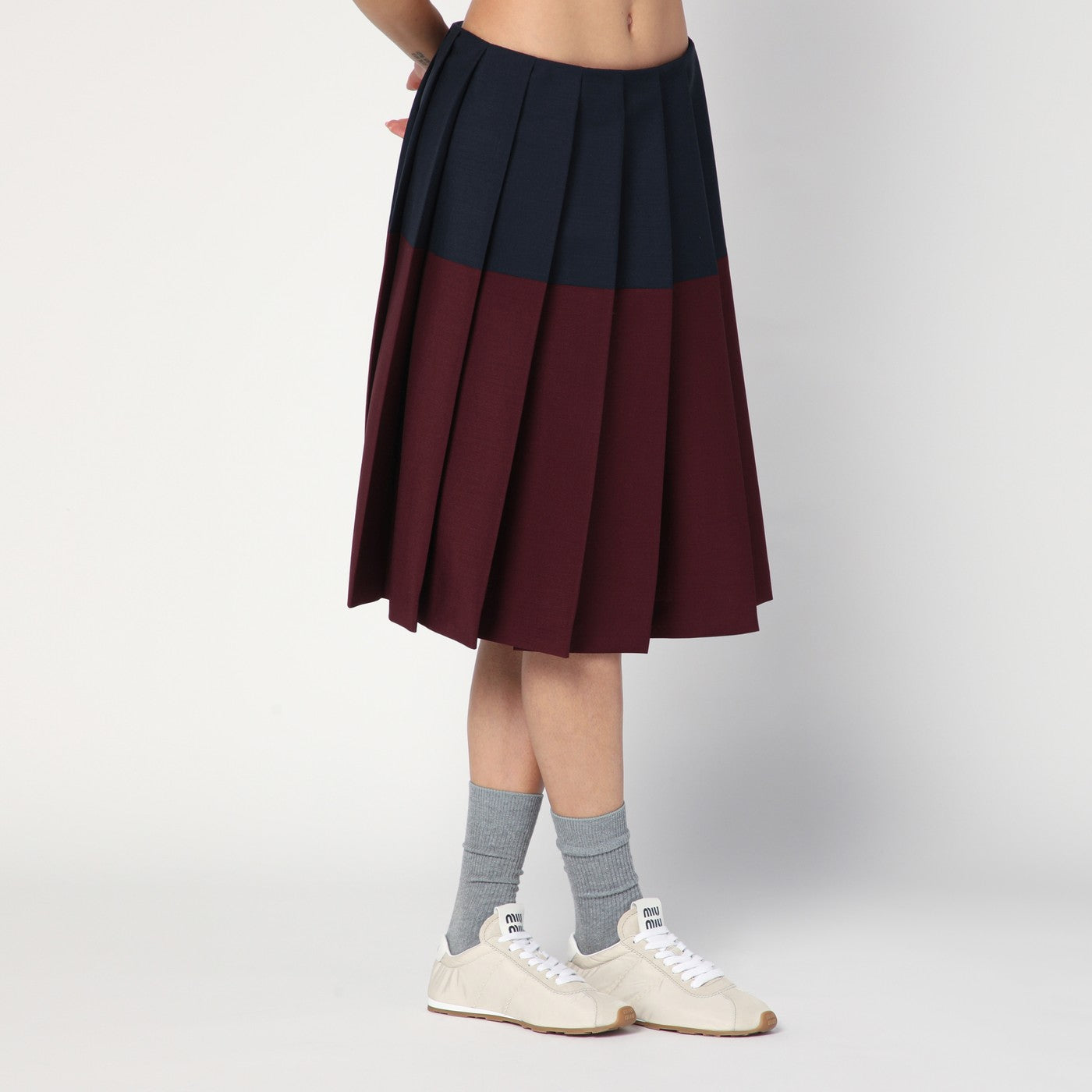 Amaranth/Navy Blue Skirt in Kid Mohair