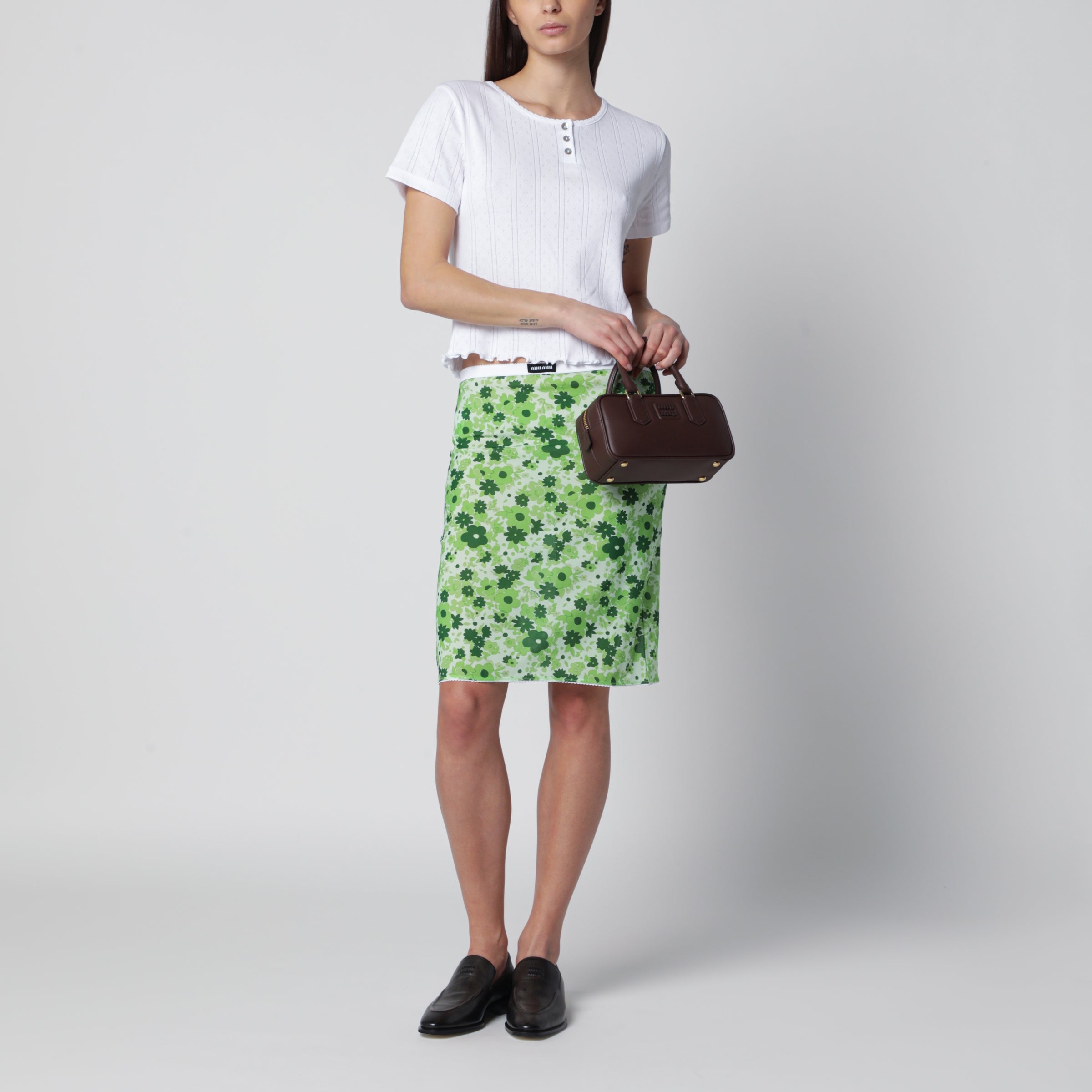 Miu Miu Green skirt with floral pattern | TheDoubleF