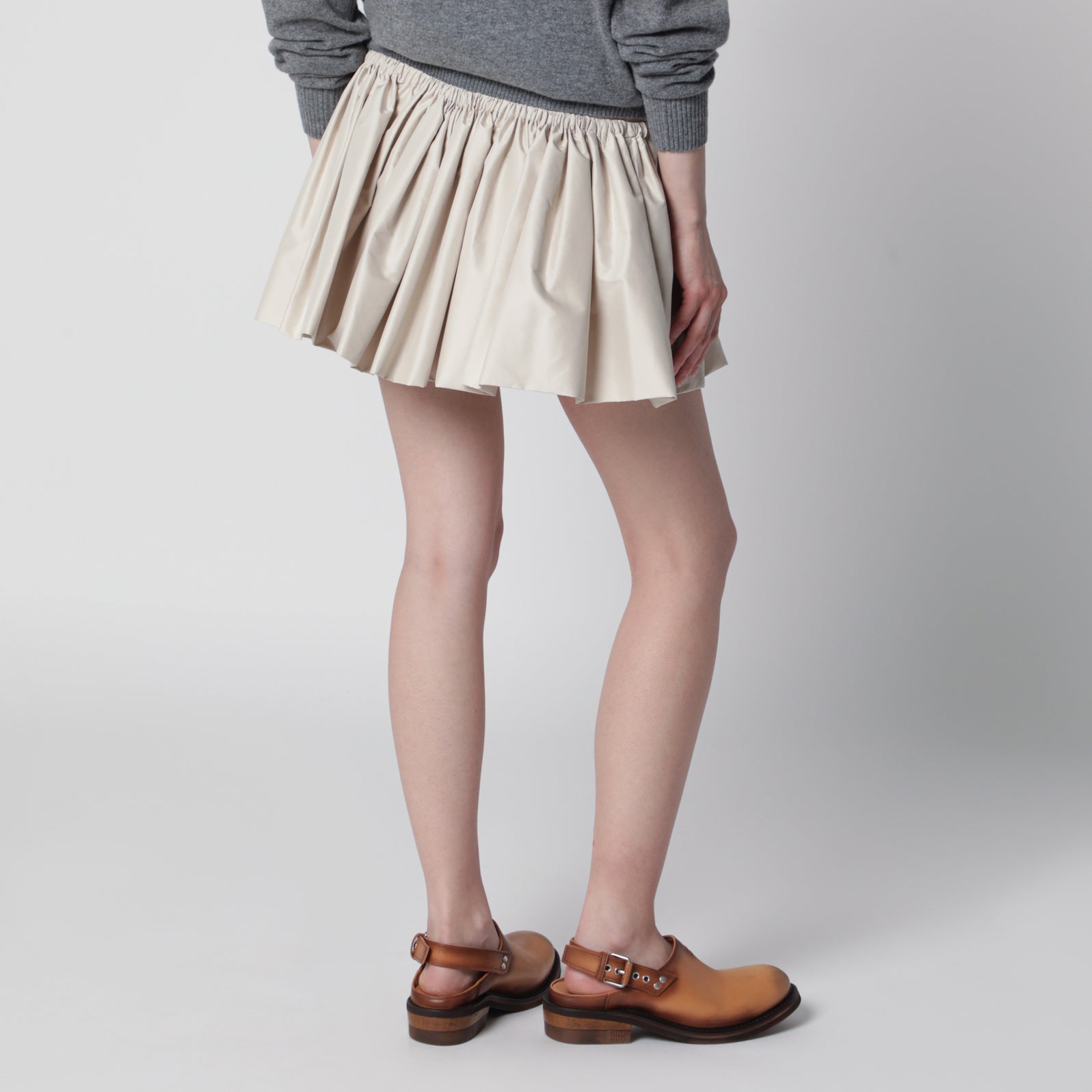 Pongé tech mini skirt in recycled polyester, opal