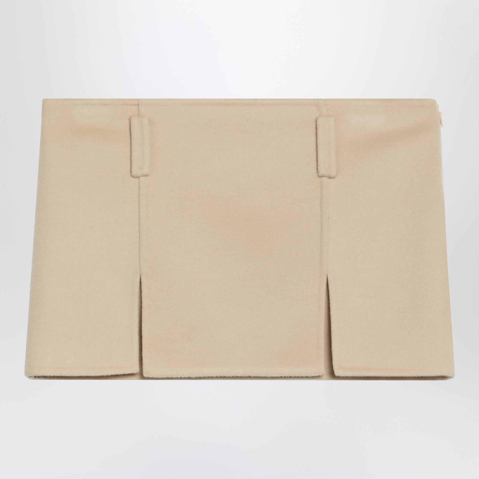 Minigonna color soia in lana e cashmere