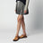 Grey/sand checked pleated mini skirt