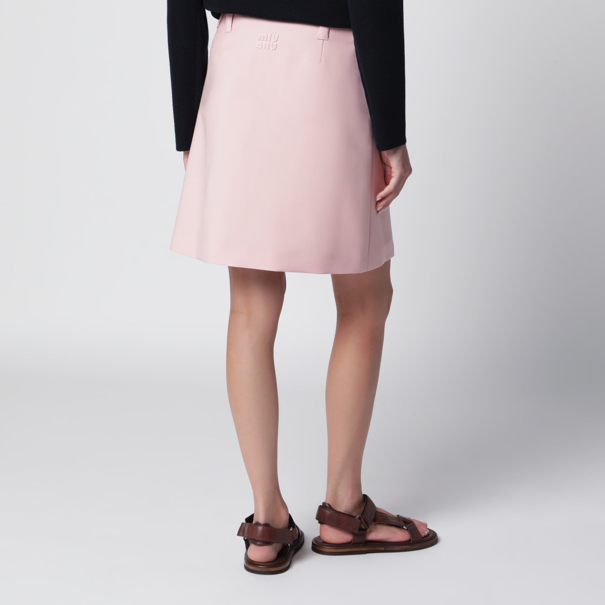 Peach Pink Wool-Blend Skirt