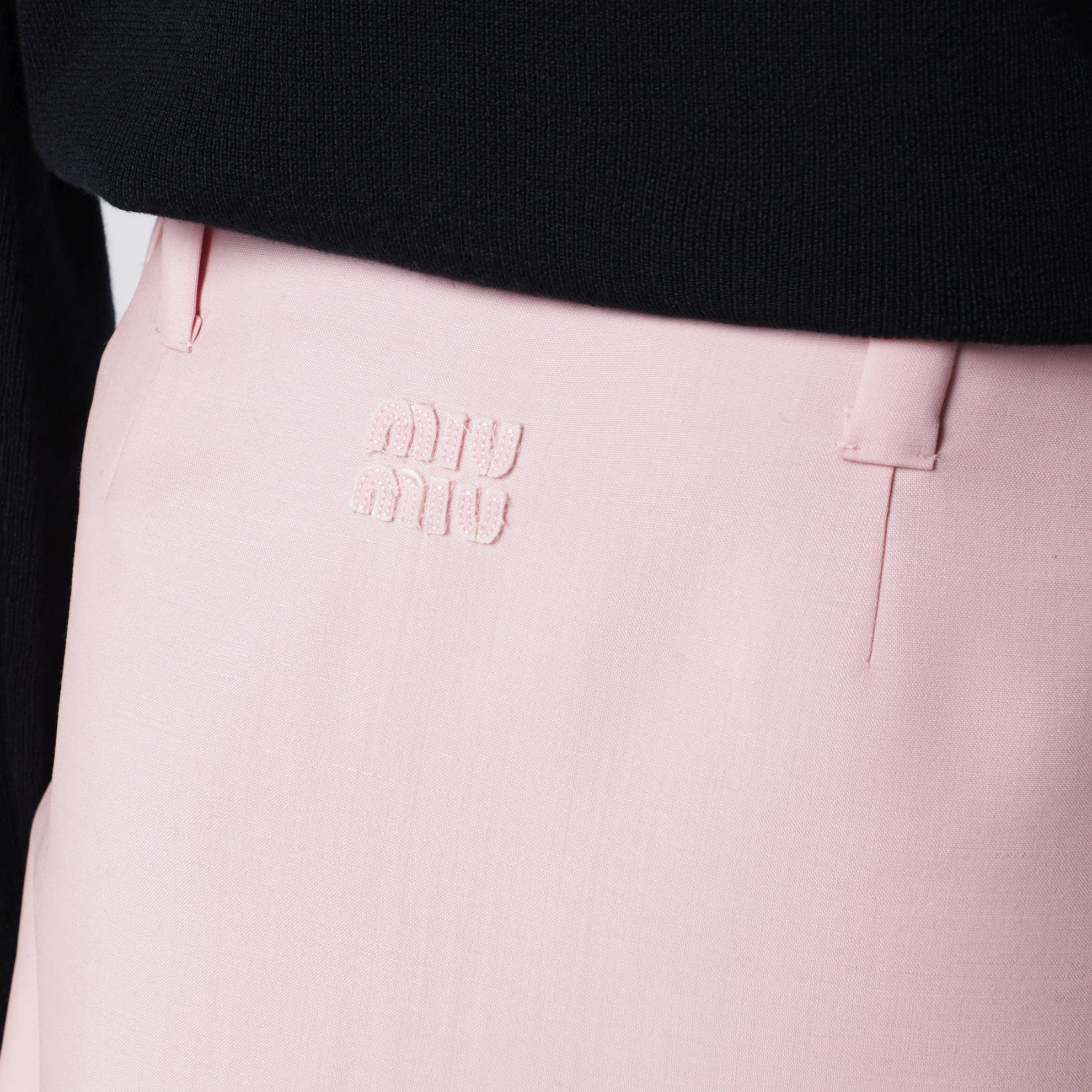 Peach Pink Wool-Blend Skirt