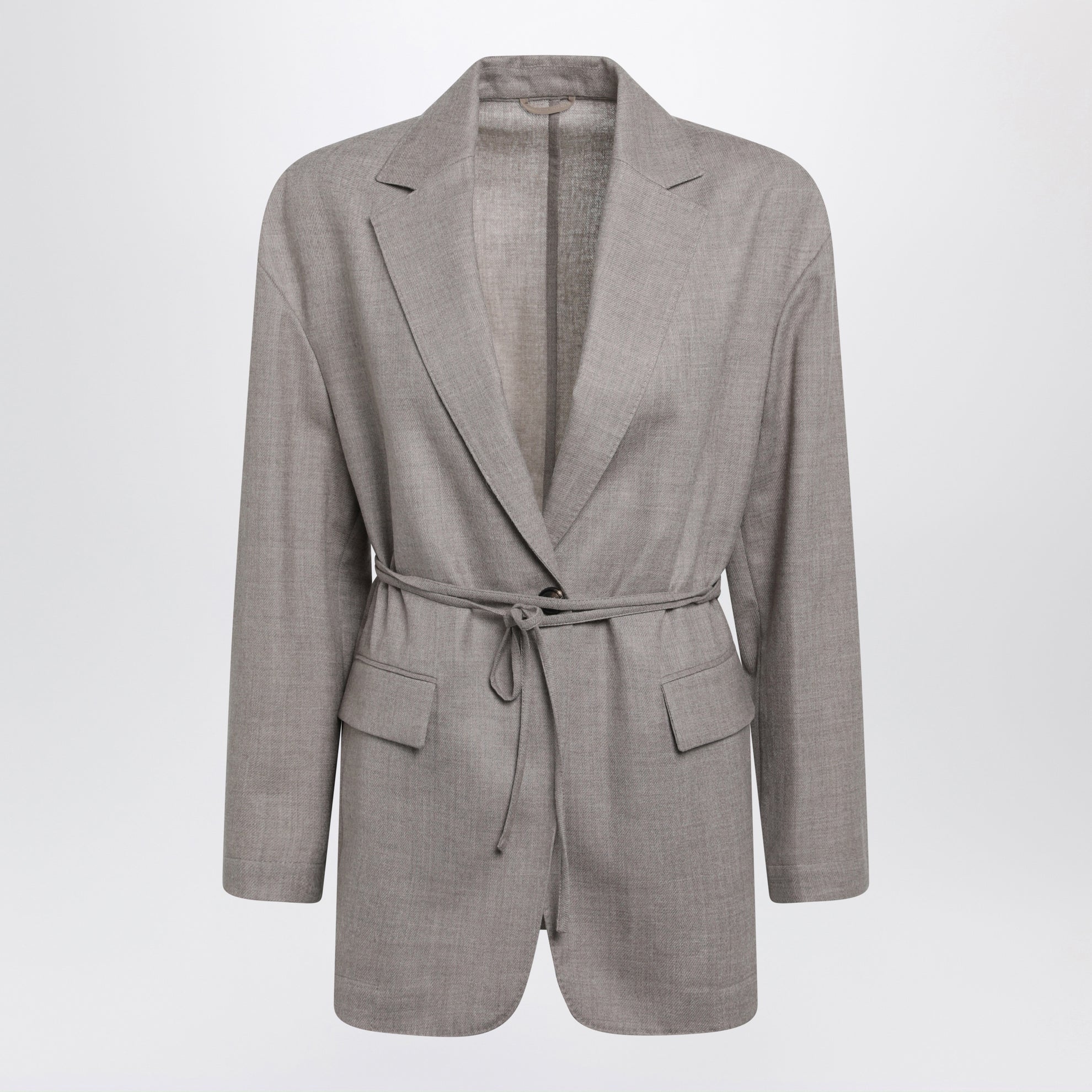 Melange Virgin Wool Blazer in Almond