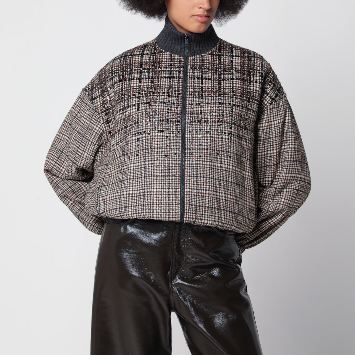 Bomber Dazzling Dégradé beige in alpaca e lana