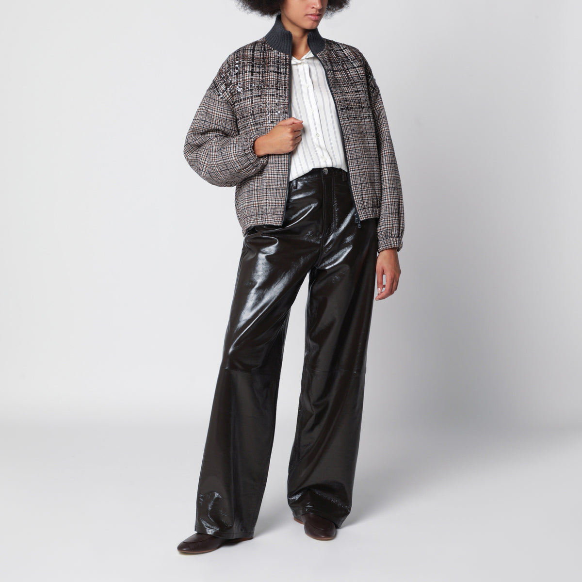 Bomber Dazzling Dégradé beige in alpaca e lana