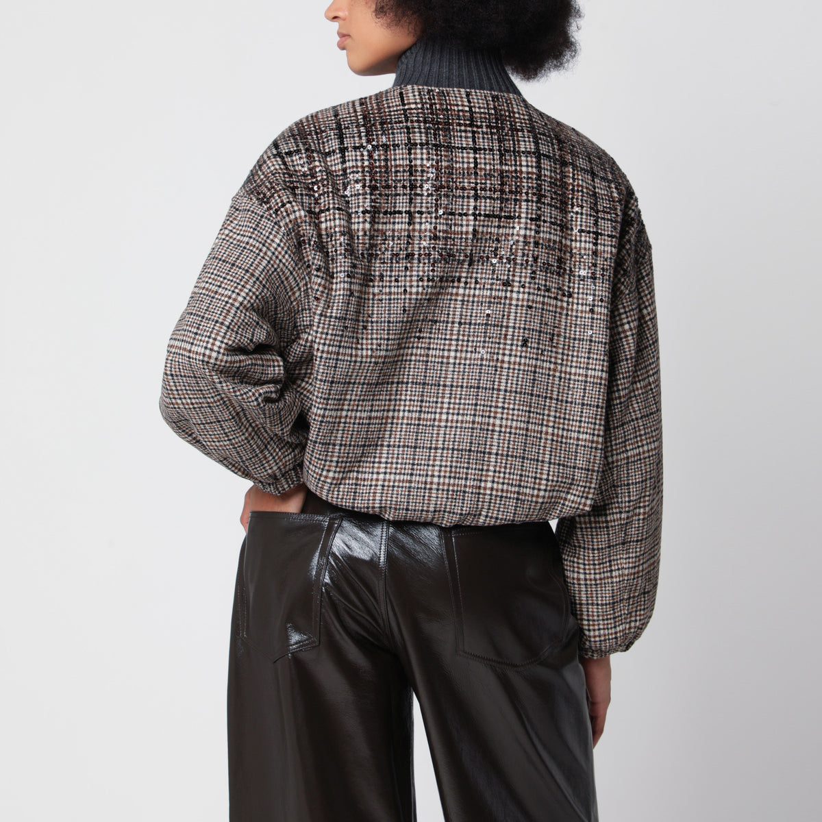 Bomber Dazzling Dégradé beige in alpaca e lana