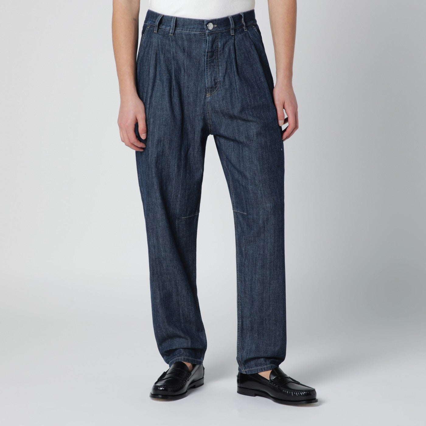 Blaue Slim-Jeans aus Denim mit Abnähern