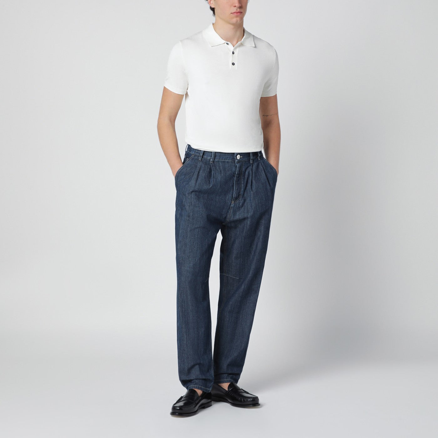 Blaue Slim-Jeans aus Denim mit Abnähern