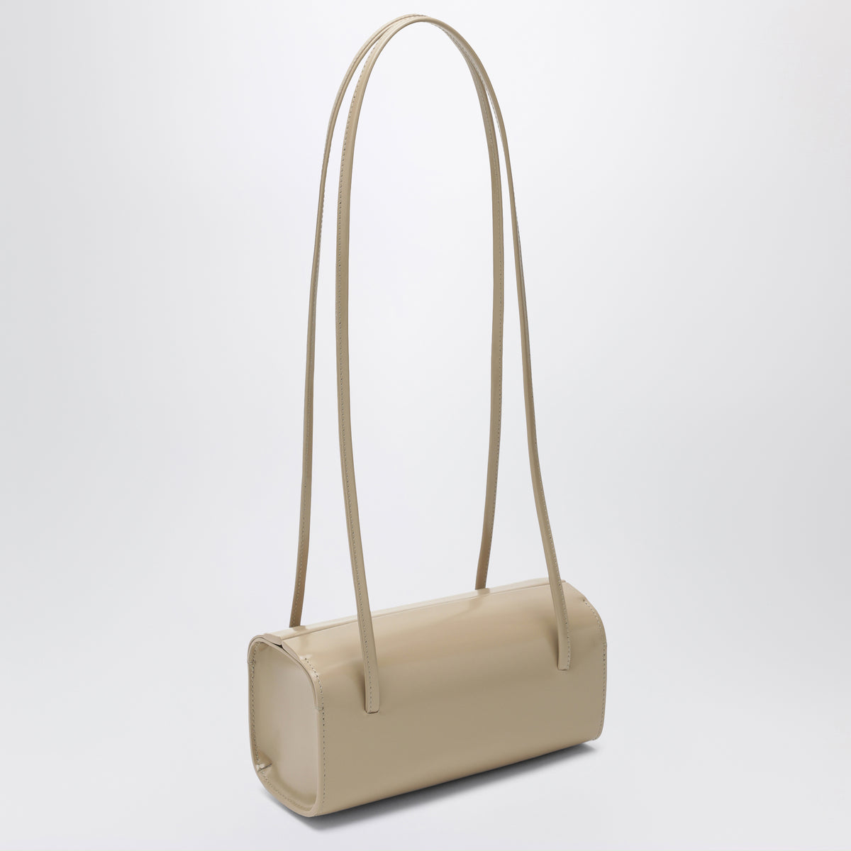 Hellbeige Mie Schultertasche aus gebürstetem Leder