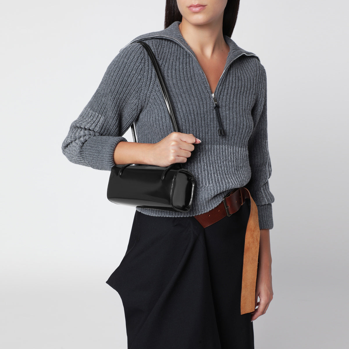 Black Mie shoulder bag in brushed leather