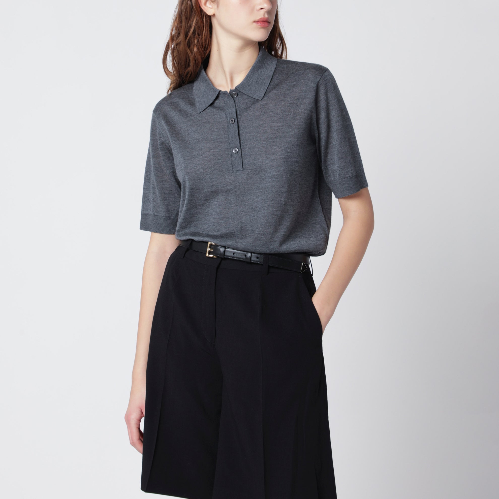 Grey Migo Fluid Cashmere Polo