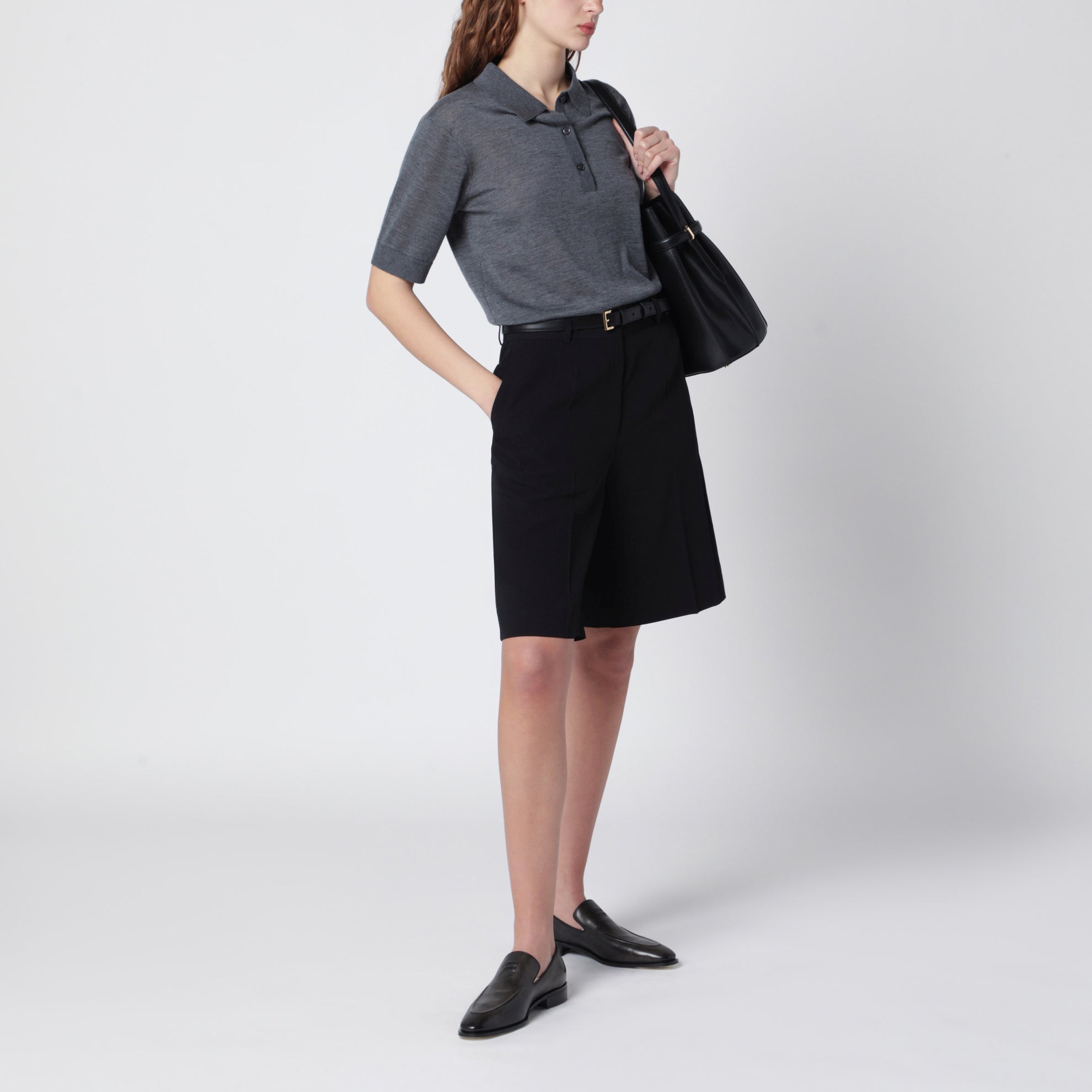 Grey Migo Fluid Cashmere Polo