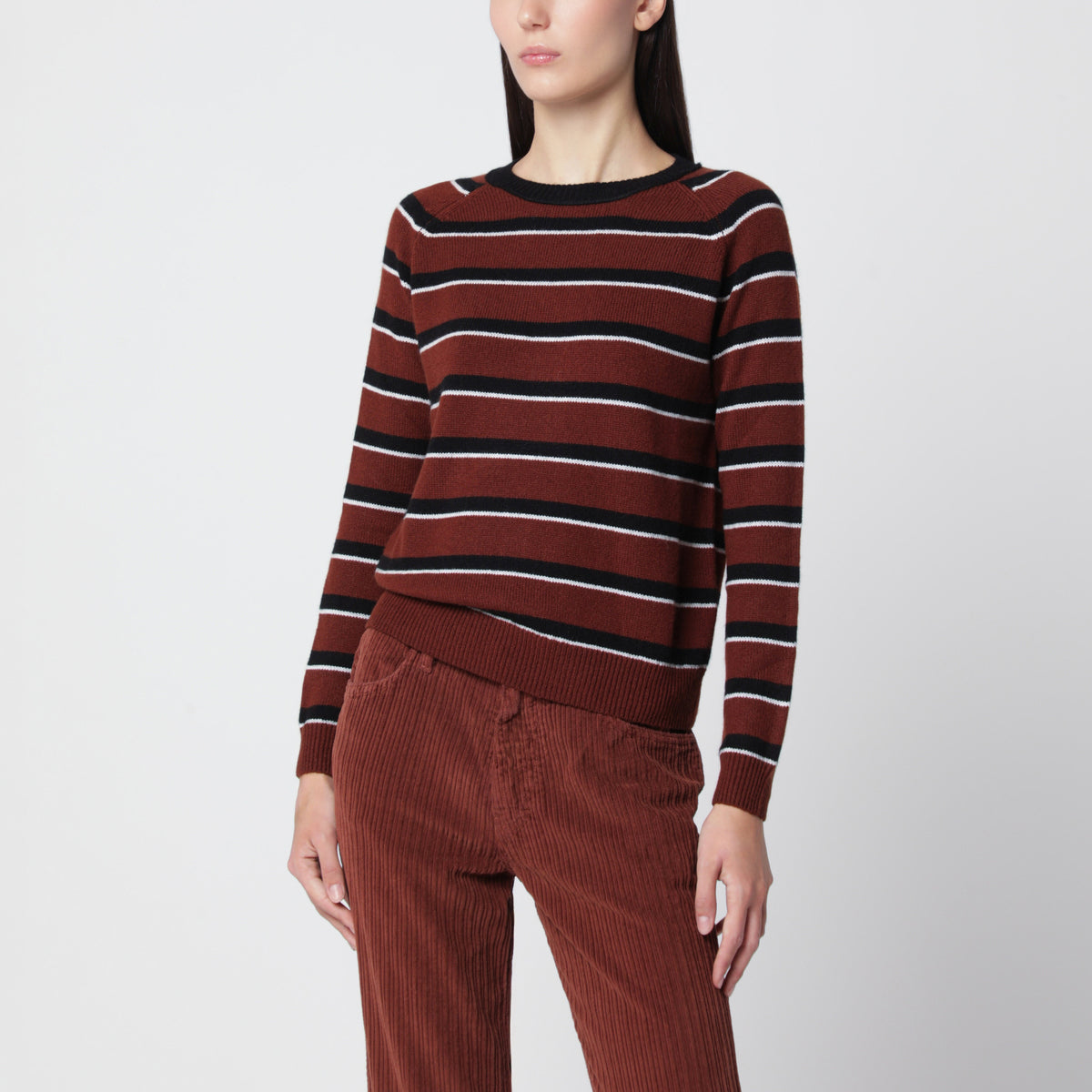 Mila Stripes Brown 21 Pullover aus Kaschmir