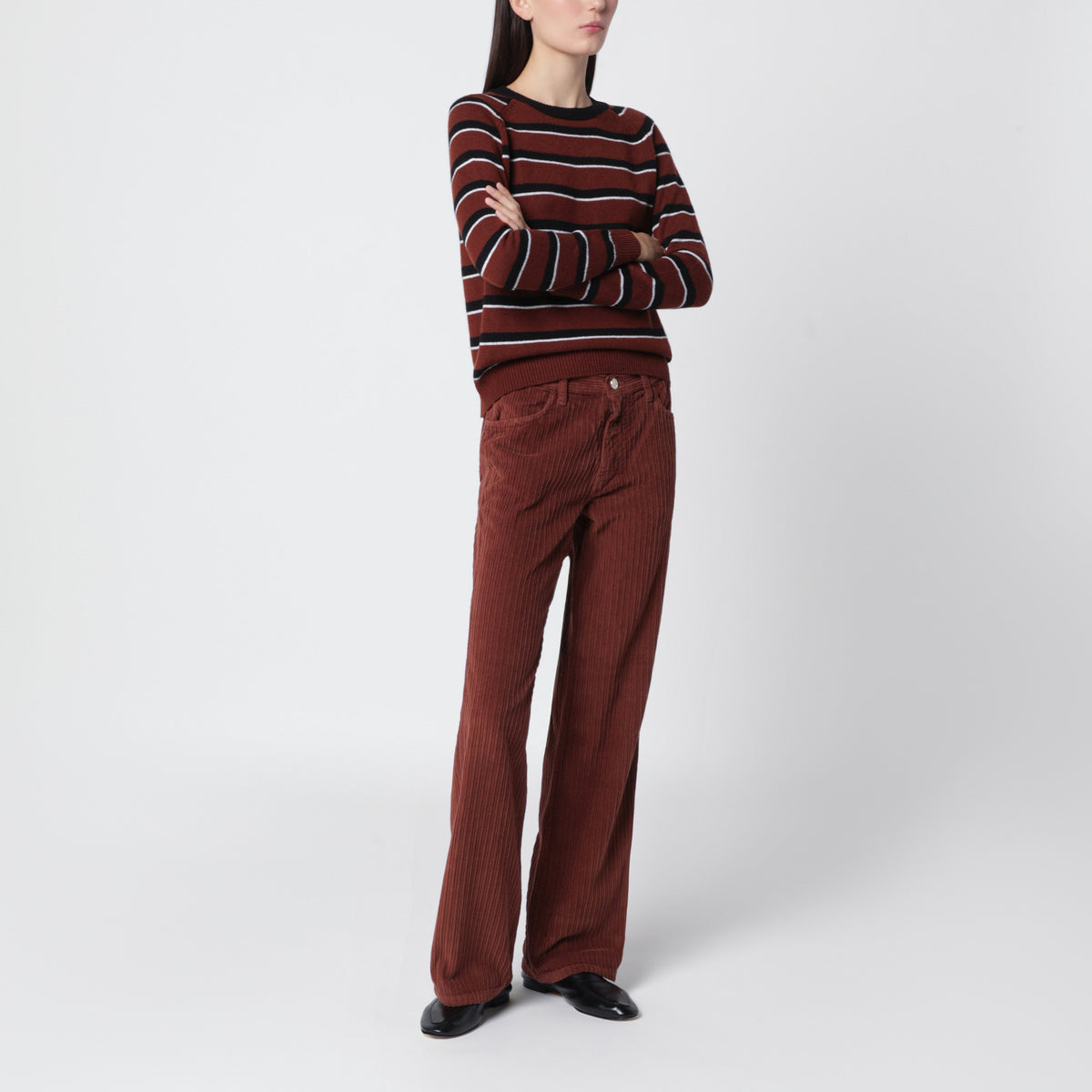 Mila Stripes Brown 21 Pullover aus Kaschmir
