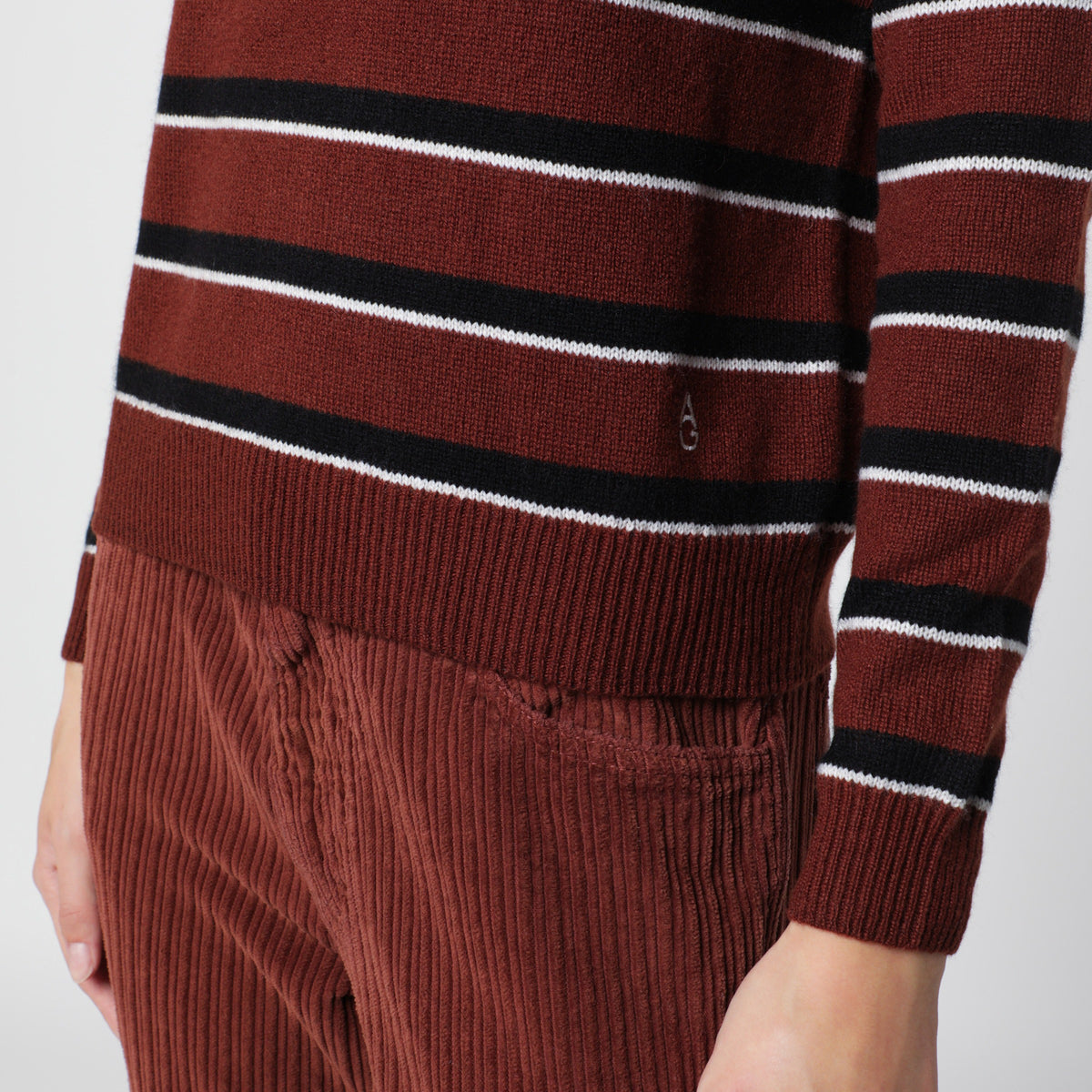 Mila Stripes Brown 21 Pullover aus Kaschmir