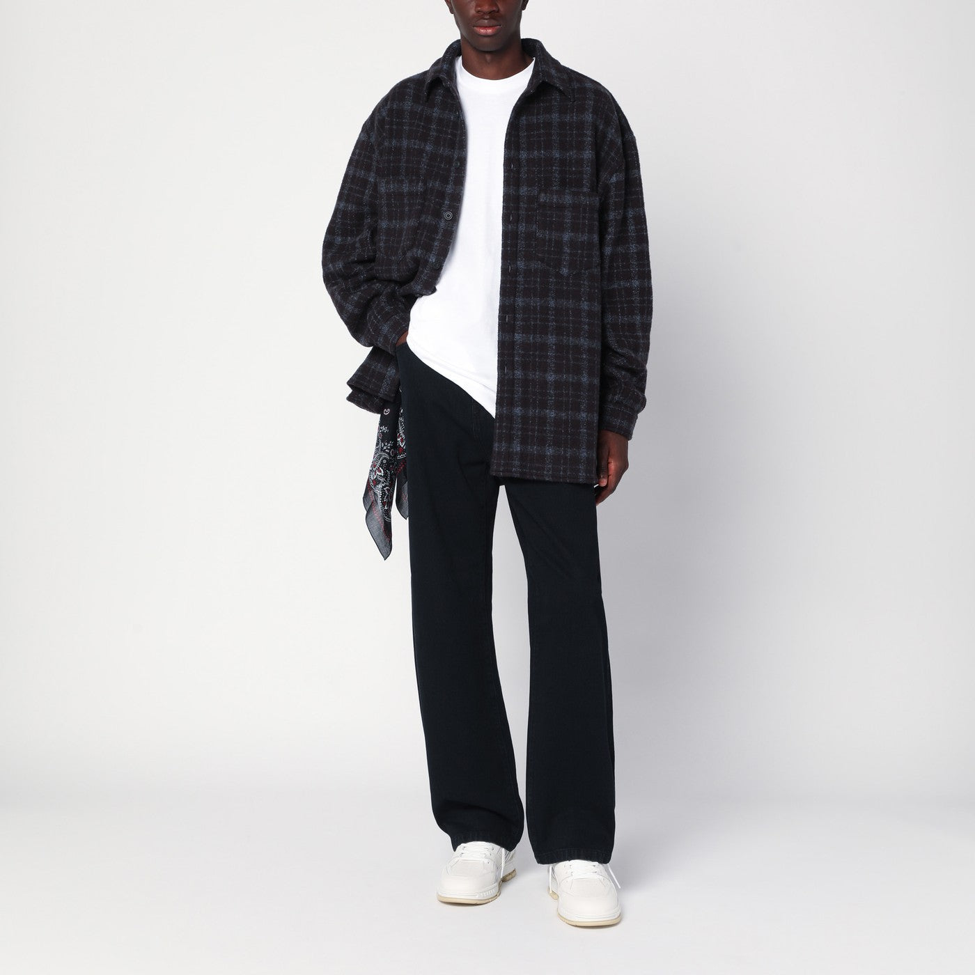 Plaid wool shirt jacket