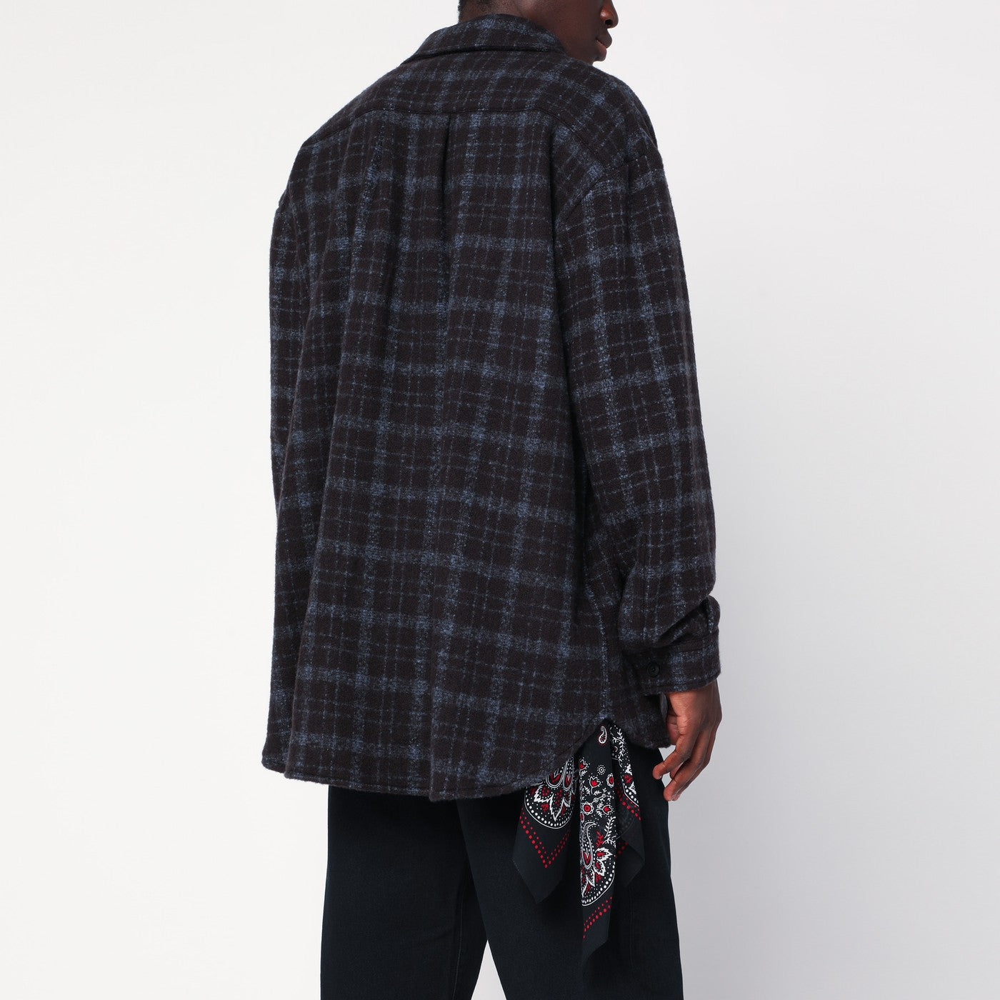 Plaid wool shirt jacket