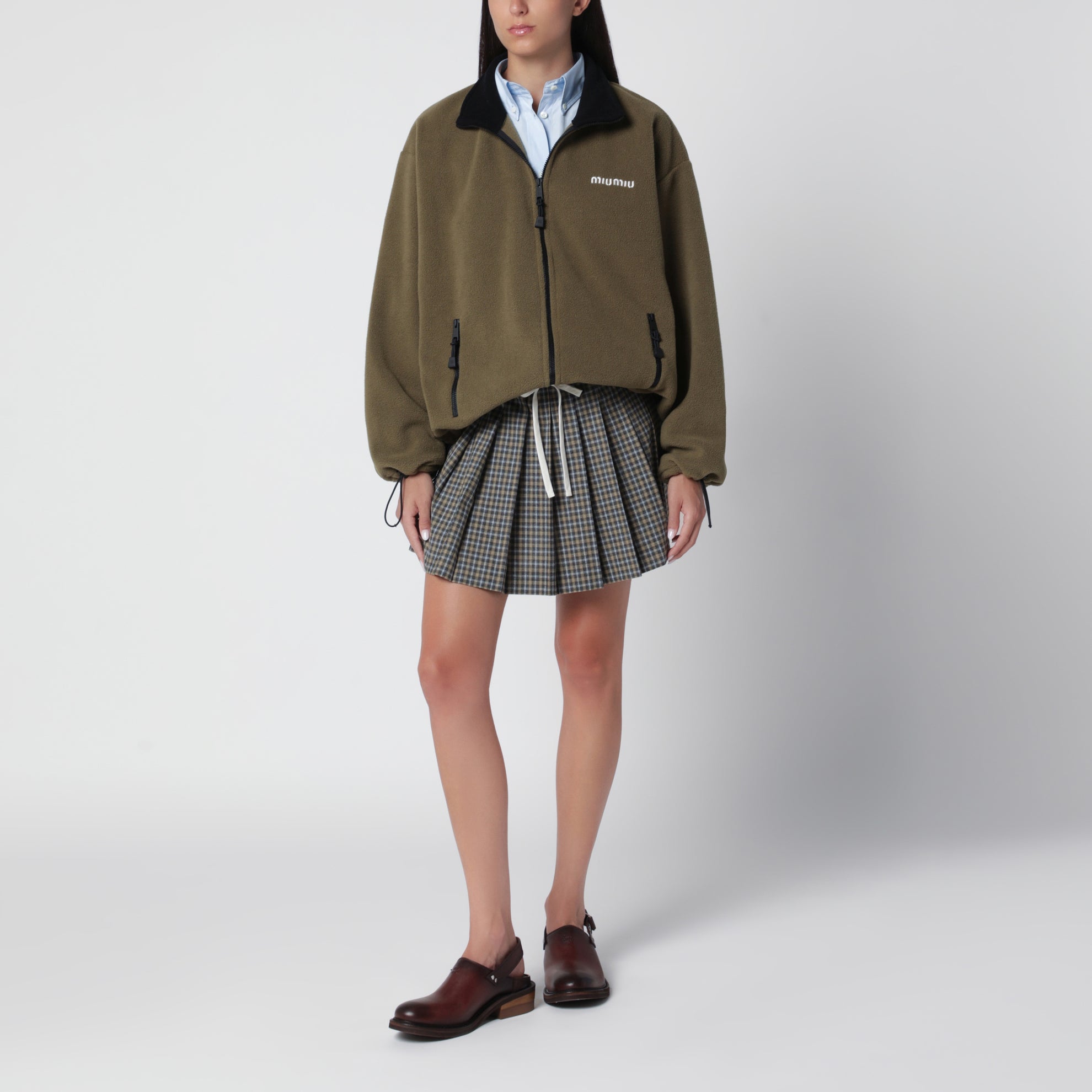 Fleece-Sweatshirt Militärgrün aus Polyester