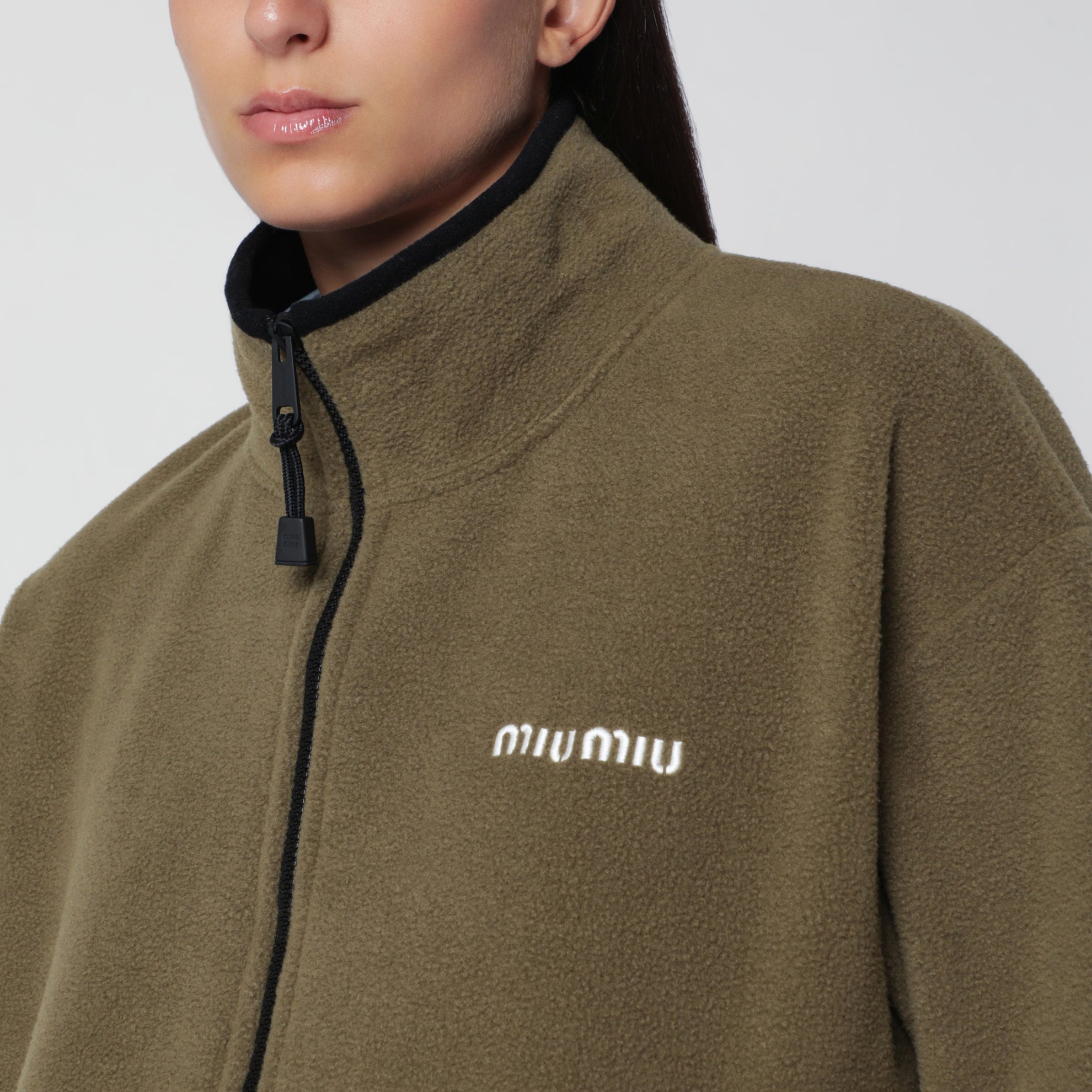 Fleece-Sweatshirt Militärgrün aus Polyester