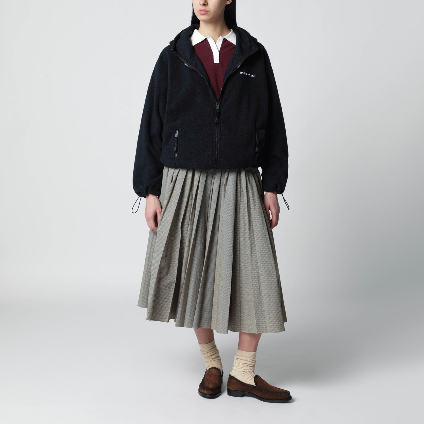 Blue fleece zip-up sweatshirt
